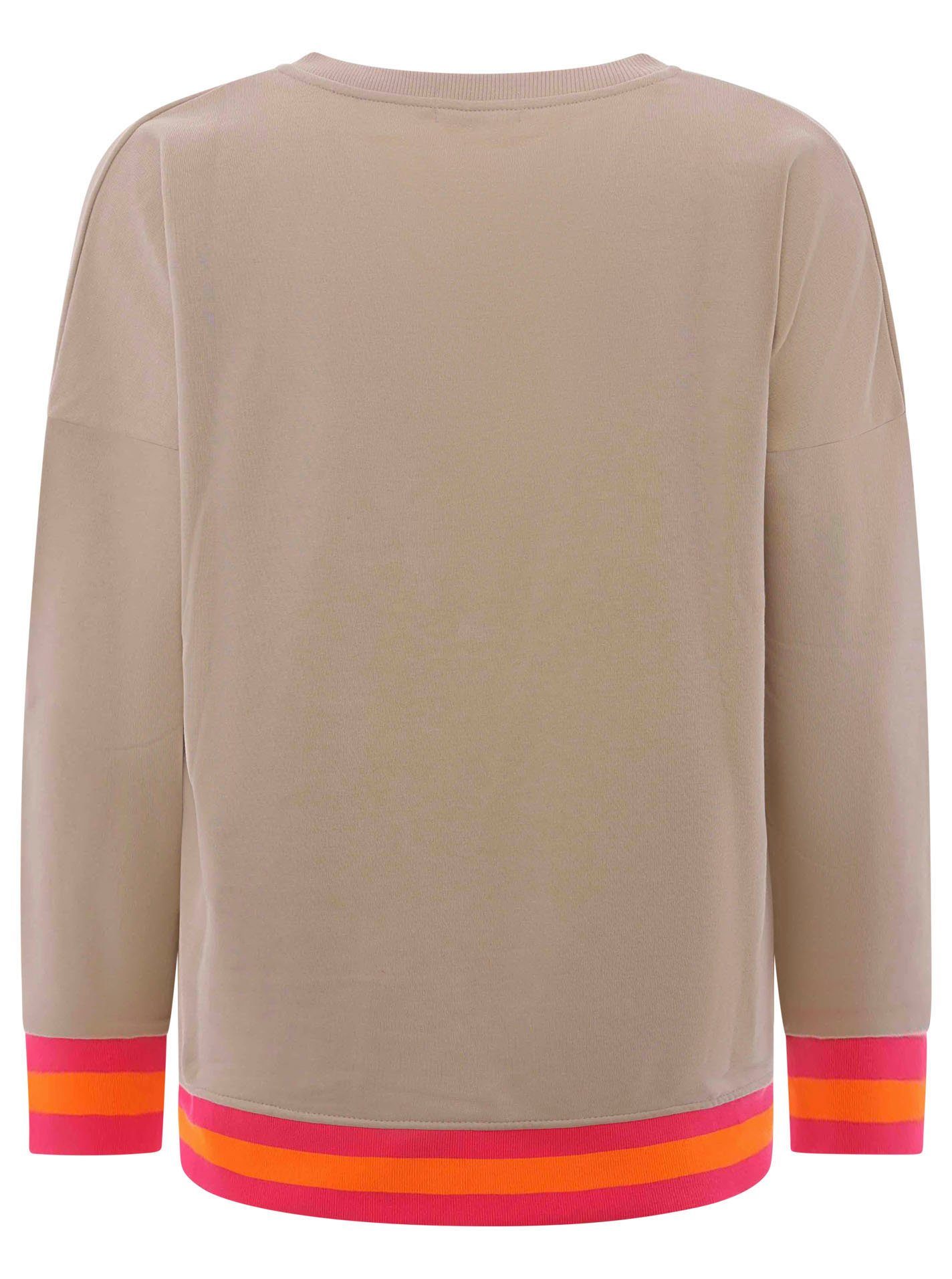 Zwillingsherz Sweatshirt met v-hals en geborduurd "moin" in neonkleuren