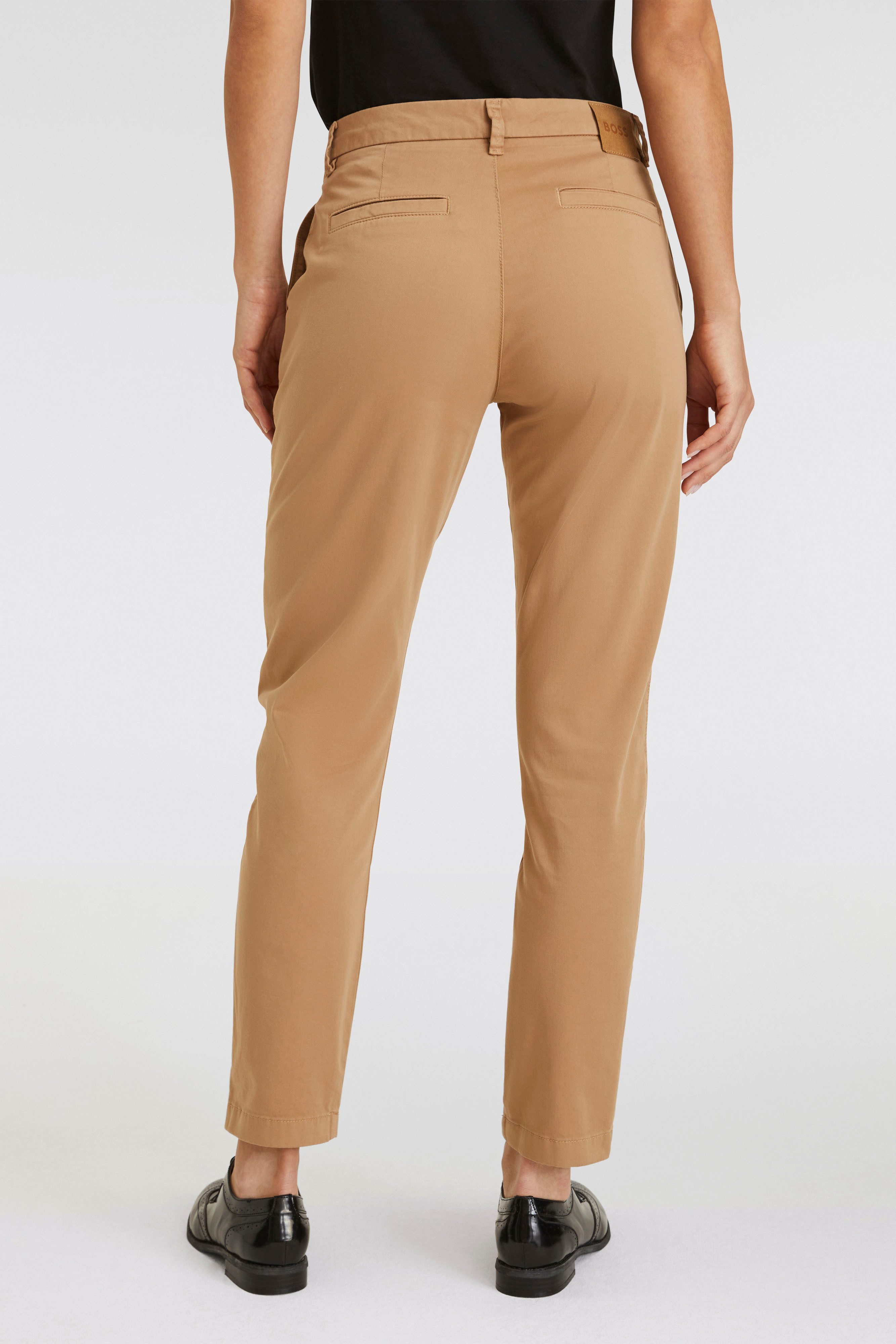 Boss Orange Geweven broek met leren merklabel aan de achterkant van de tailleband