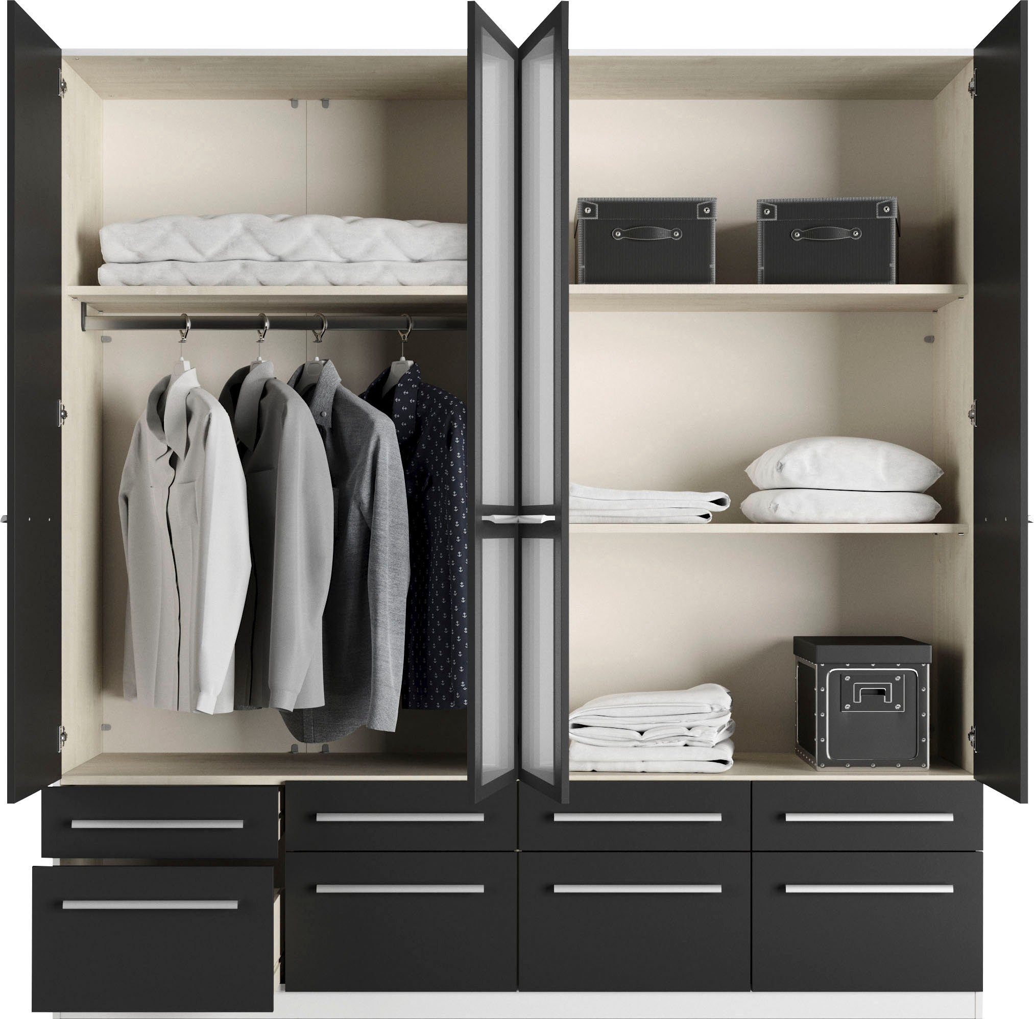 priess Kledingkast Kast garderobe waskast Barcelona in 5 breedtes veel opbergruimte, ruime lades, met spiegel, made in germany
