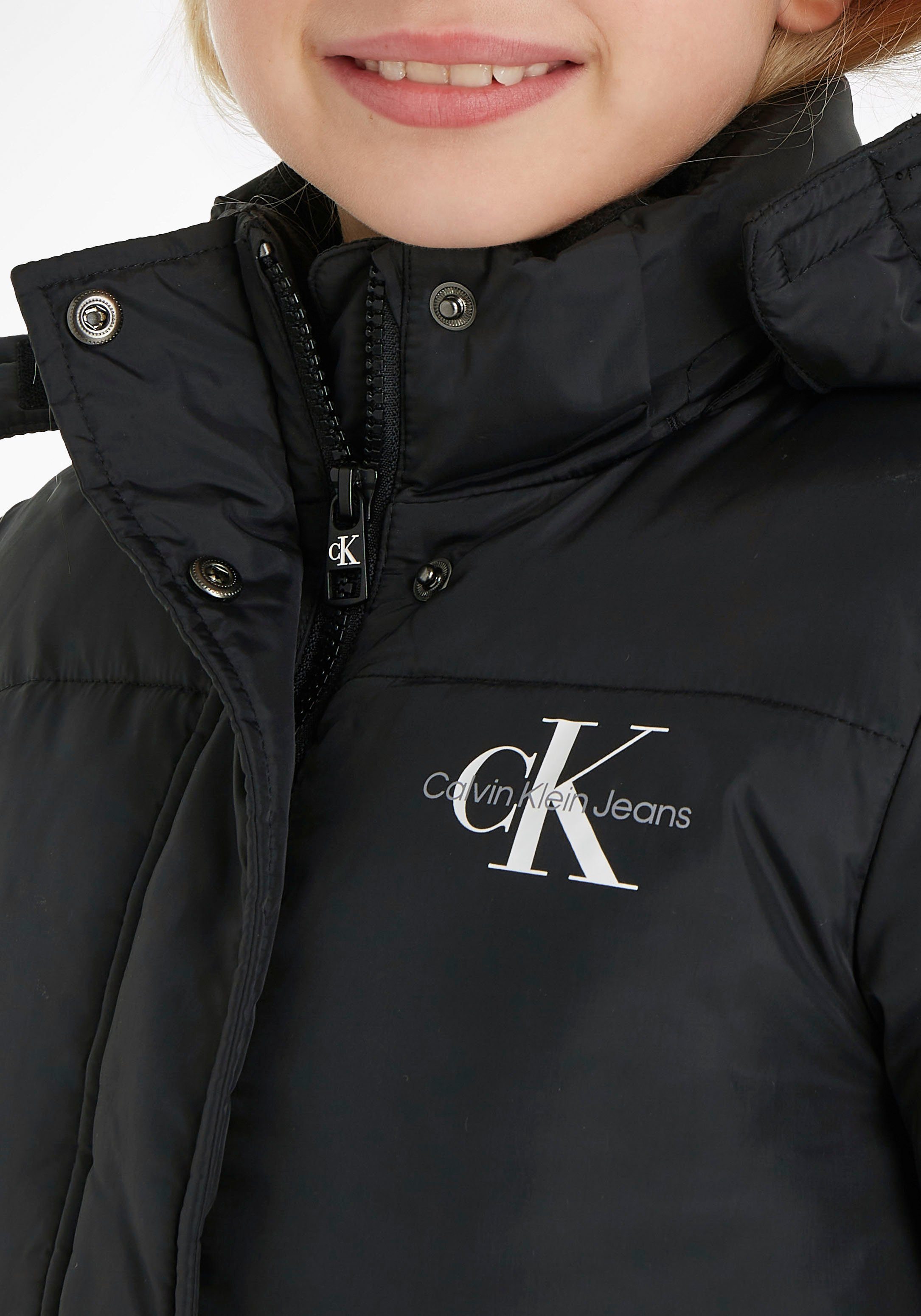 Calvin Klein Gewatteerde jas CK LONG PUFFER COAT voor kinderen tot 16 jaar en calvin klein merklabel