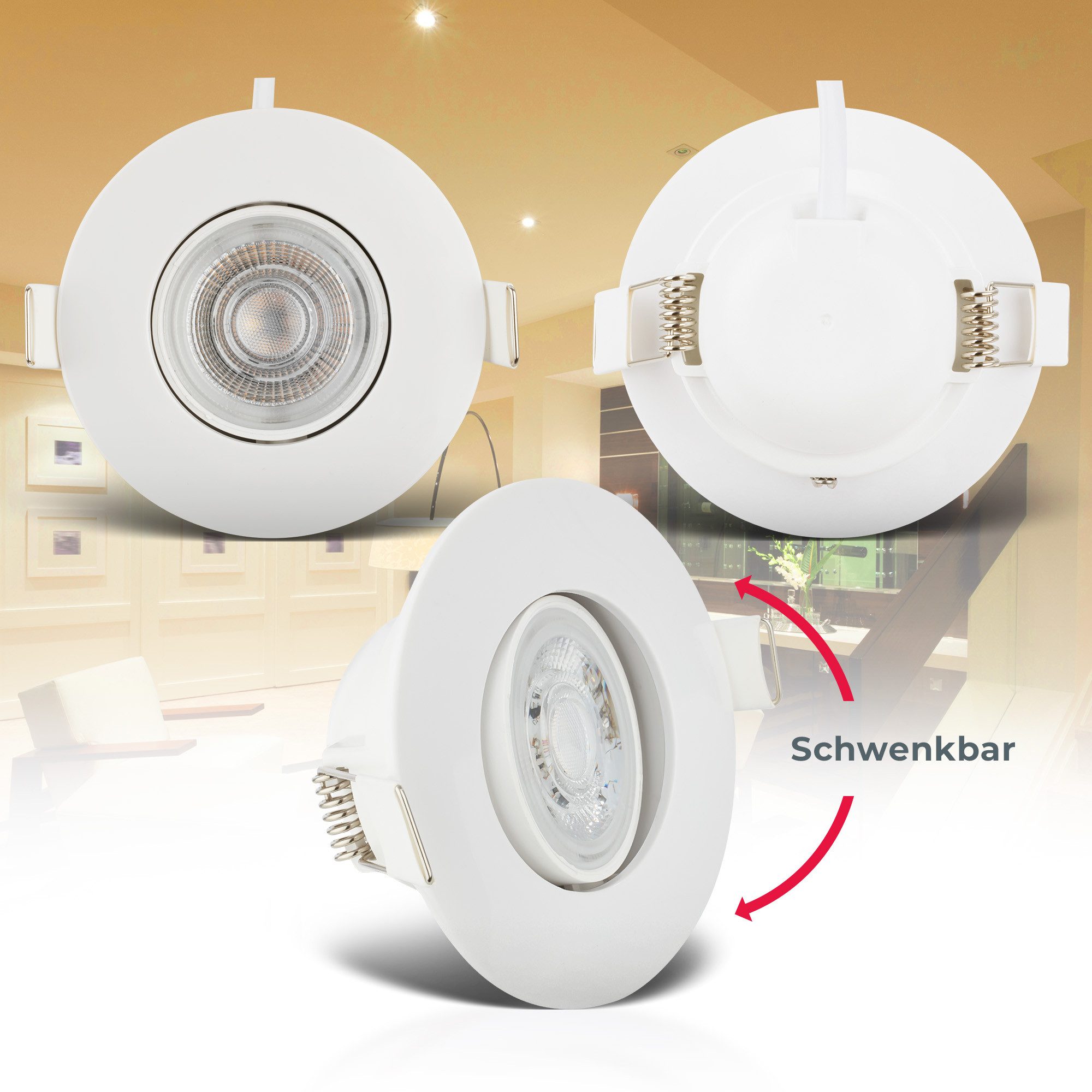 B.K.Licht Ledinbouwlamp 6-delige set badkamer inbouwspots, IP65, draaibare plafondspots (6 stuks)