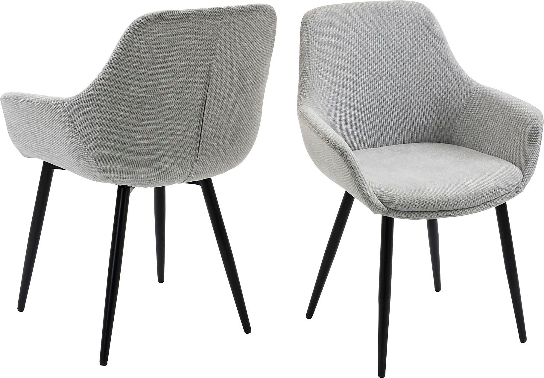 SalesFever Stoel met armleuningen (set, 2 stuks) 4 poot stoelen grijs