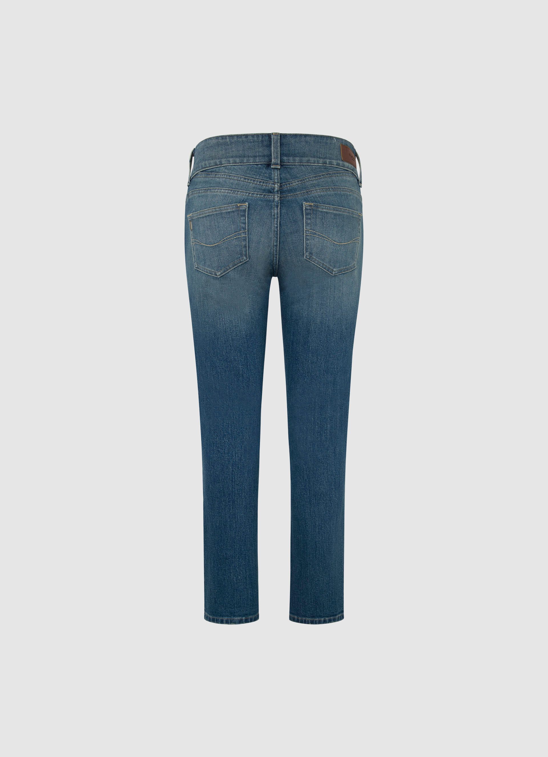 Pepe Jeans Slim fit jeans SLIM JEANS MW met extra brede tailleband met dubbele knoopsluiting
