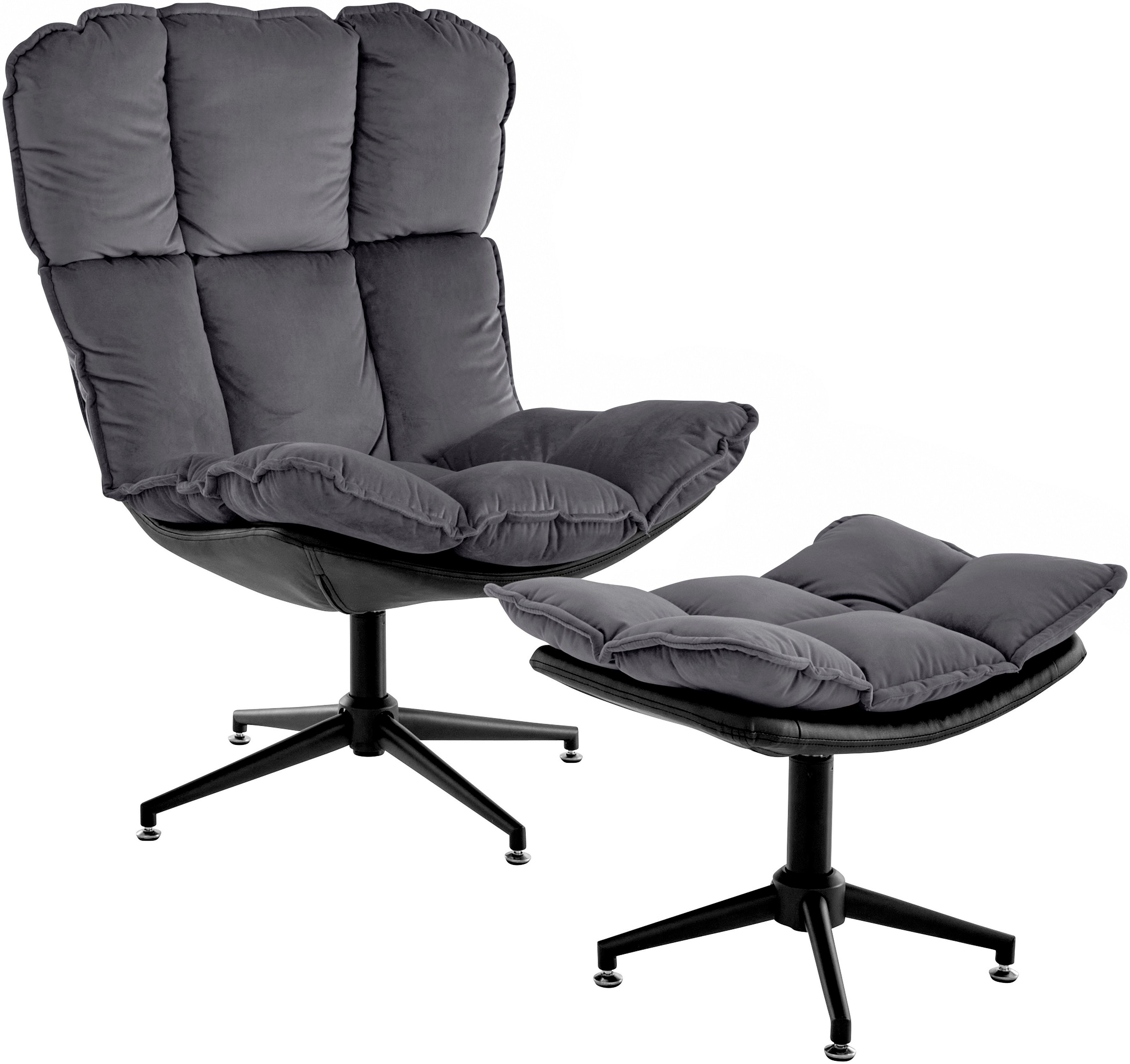 Guido Maria Kretschmer Home&Living Draaibare fauteuil Seet, gestoffeerde fauteuil met voetenbank, 360° draaibaar, fauteuil incl. poef/voetenbank (2 stuks)
