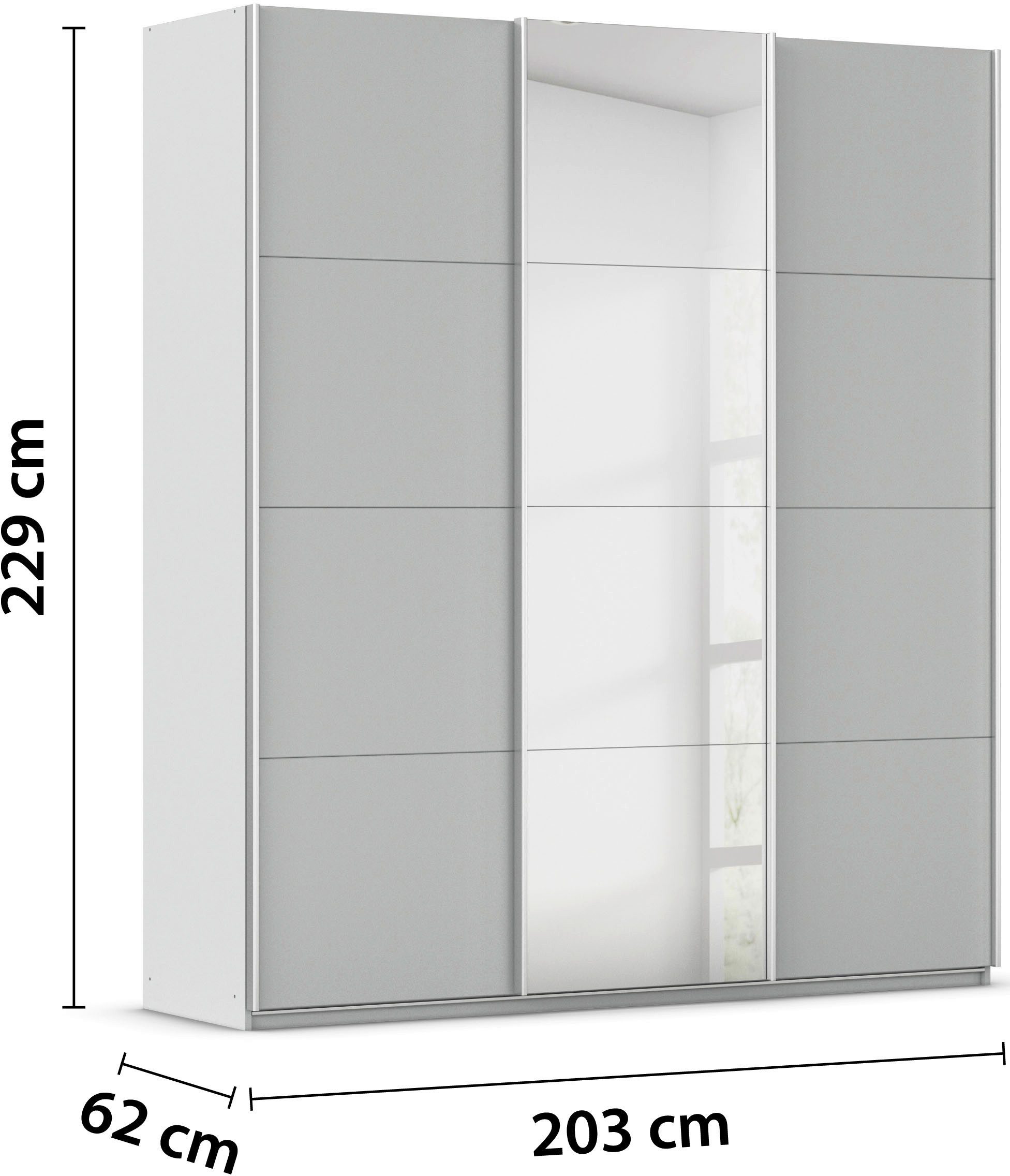 rauch Zweefdeurkast Kledingkast TOMA incl. rek inzet en extra legplanken made in germany