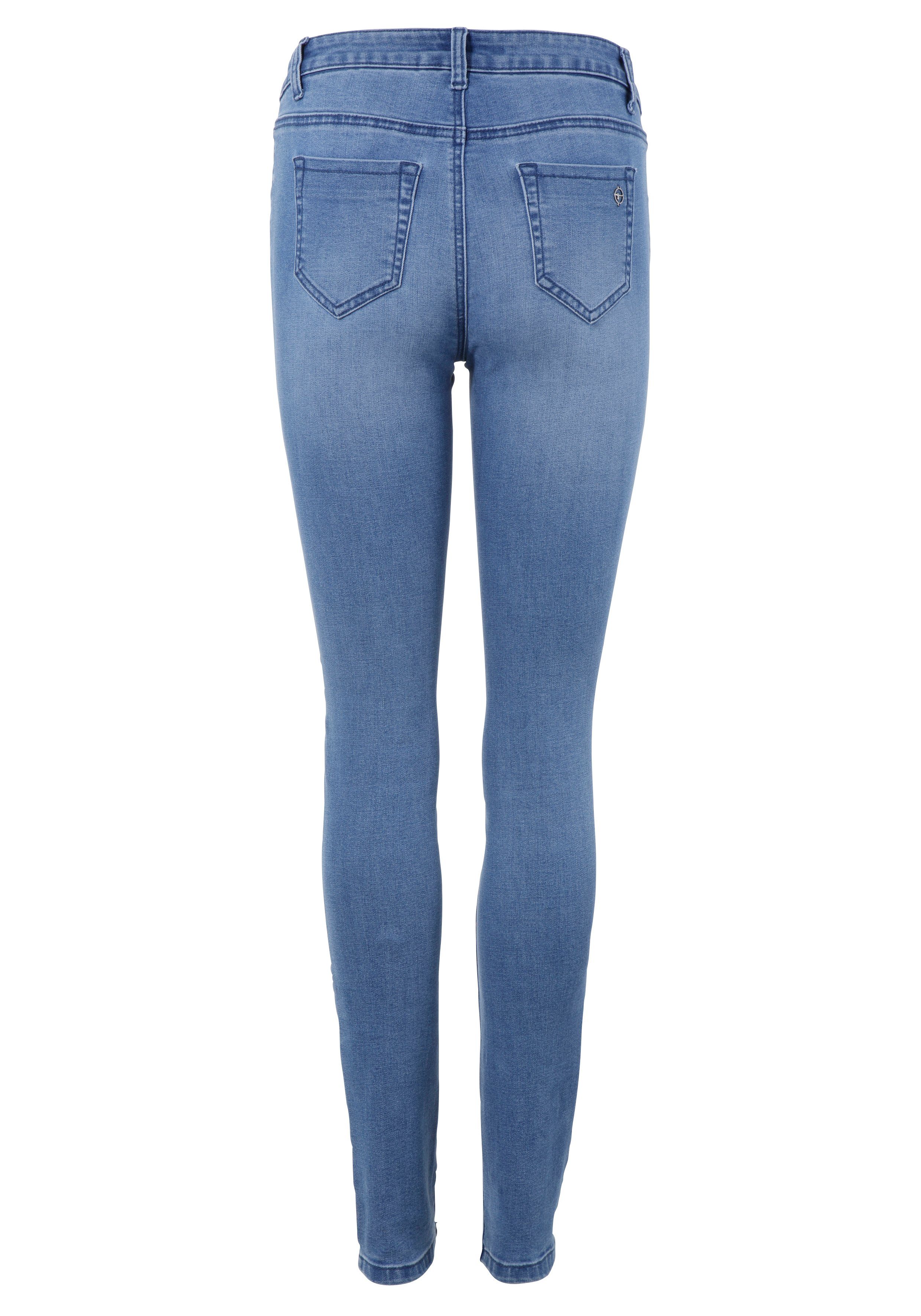 Tamaris Skinny fit jeans smalle broekpasvorm, normale taille, 5-pocket-vorm, used-wassing