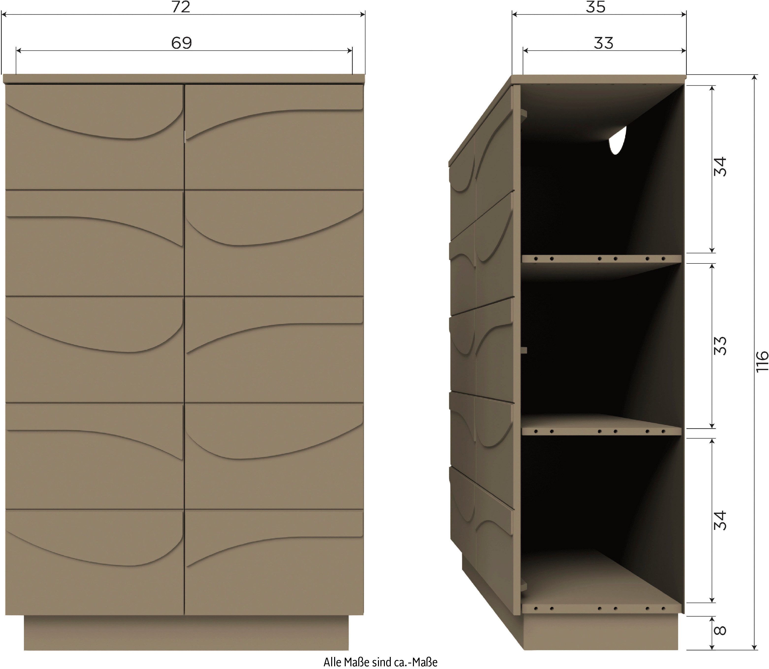 WOOOD Bergkast Teo met push-to-open functie, hoogte 116 cm
