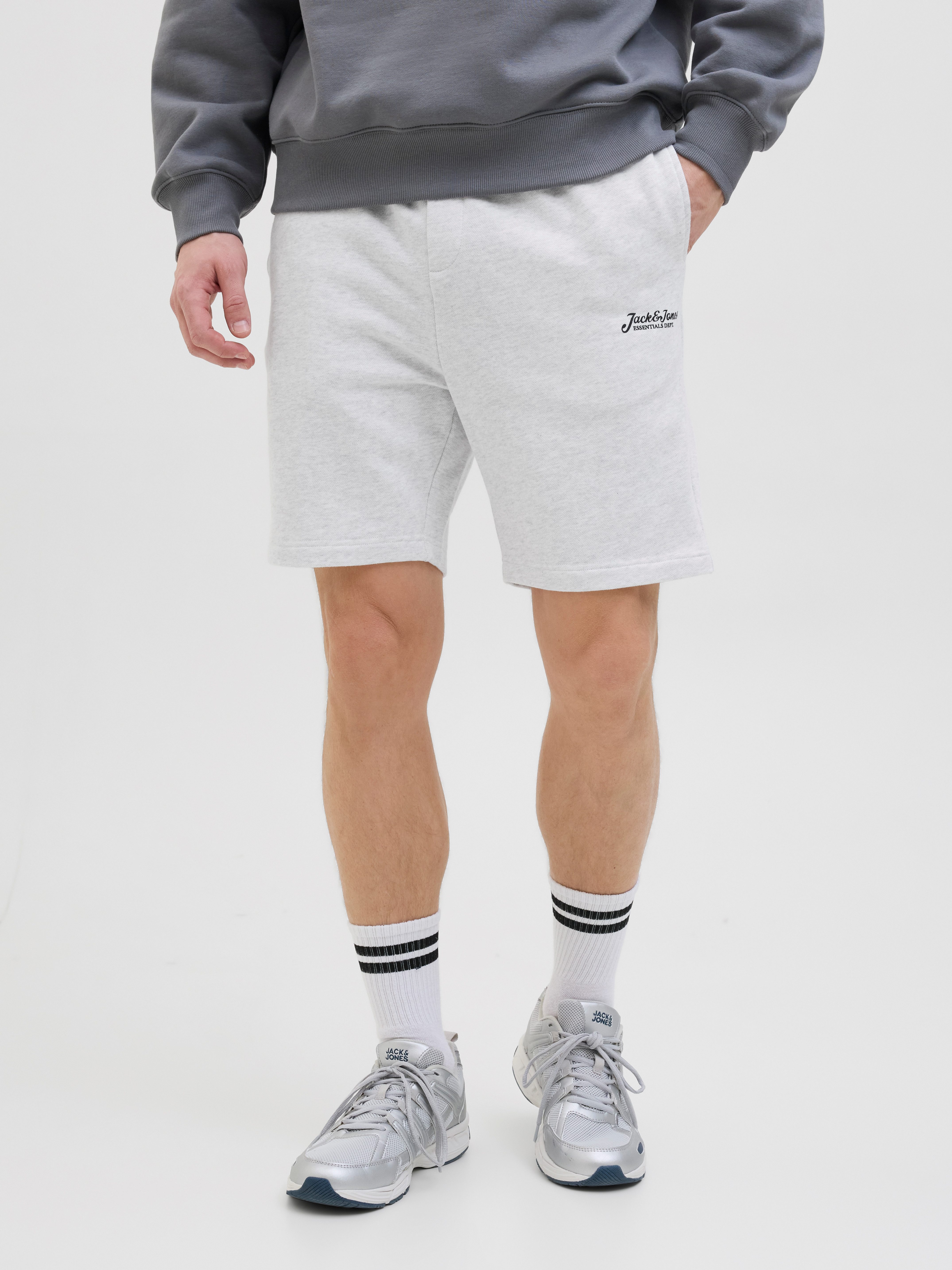 Jack & Jones Sweatshort JPSTGORDON BEAU SWEAT SHORTS LNG heren sportshorts maat M wit