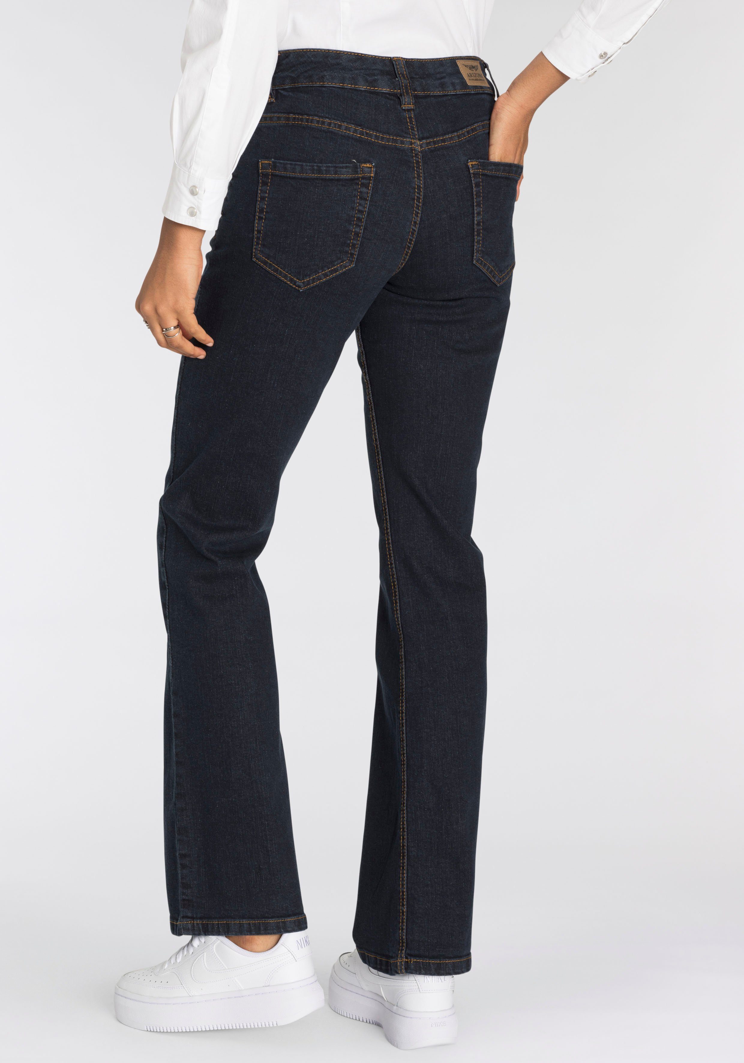 Arizona Bootcut jeans Tailleband met zij-elastiek inzet hoge taille, bootcut, met stretch, klassieke 5-pocket-stijl