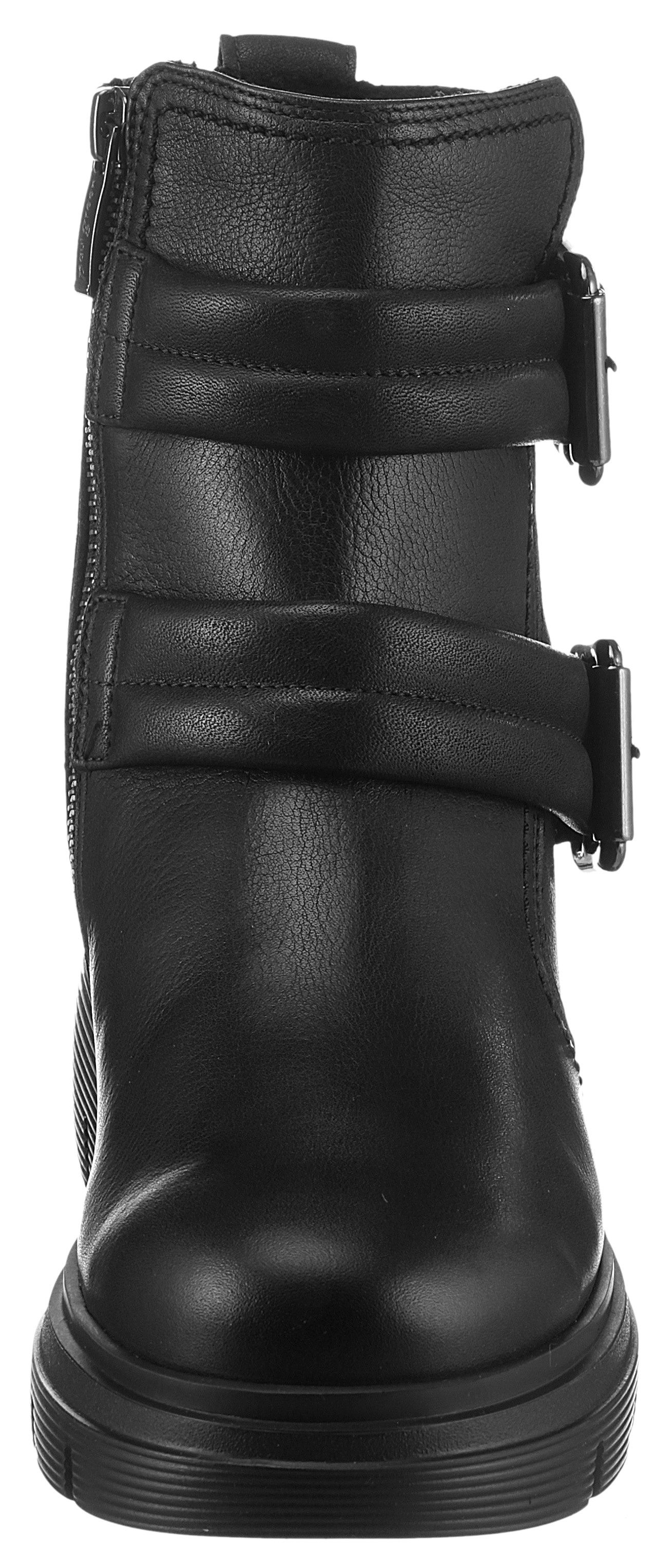 Paul Green Bikerboots blokhak, rits-enkellaars met stevige profielzool