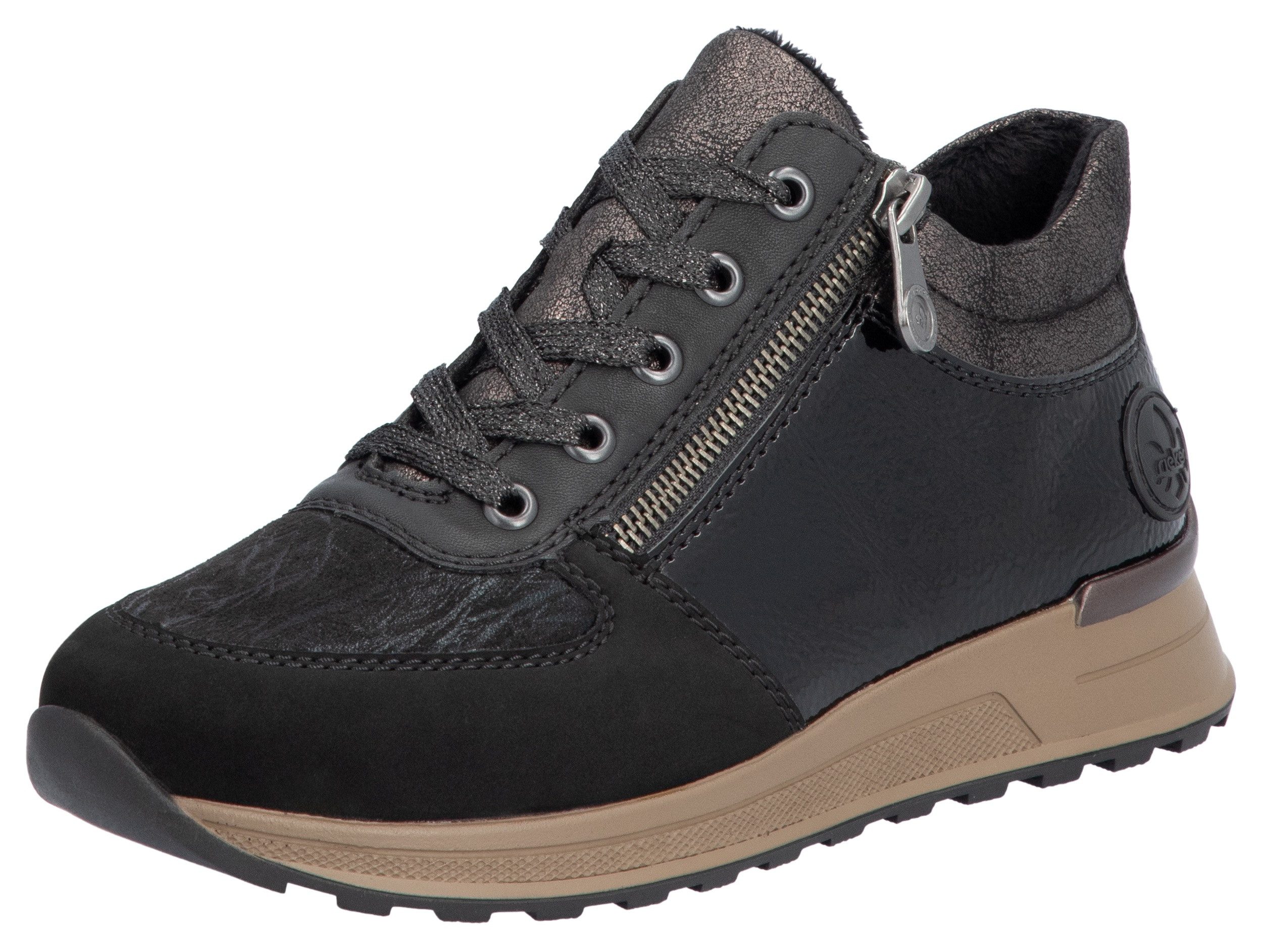 Rieker Sneakers , vrijetijdsschoen, lage schoen, veterschoen met zijrits
