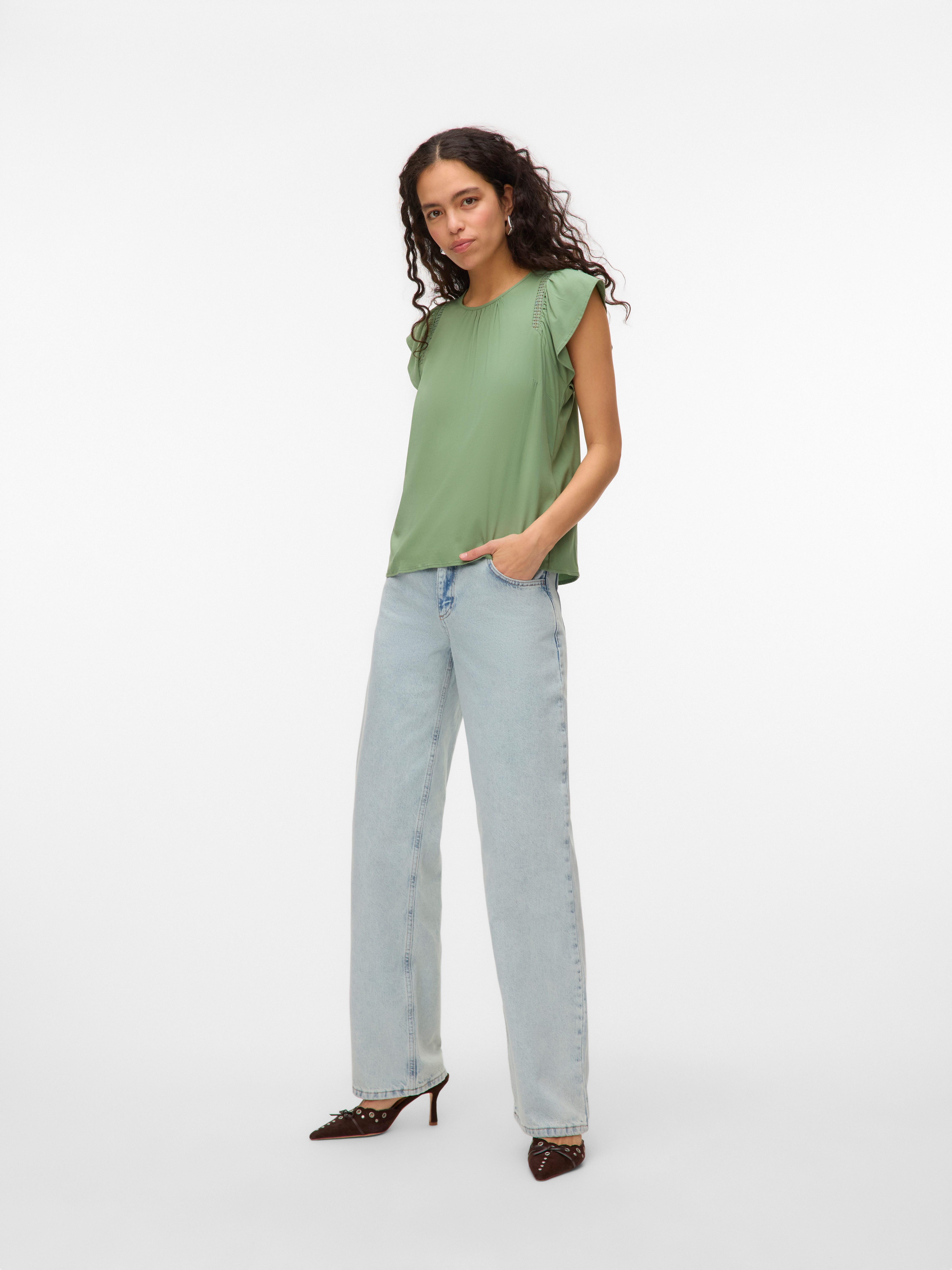 Vero Moda Blouse met korte mouwen VMBELLA SS LACE TOP WVN GA NOOS