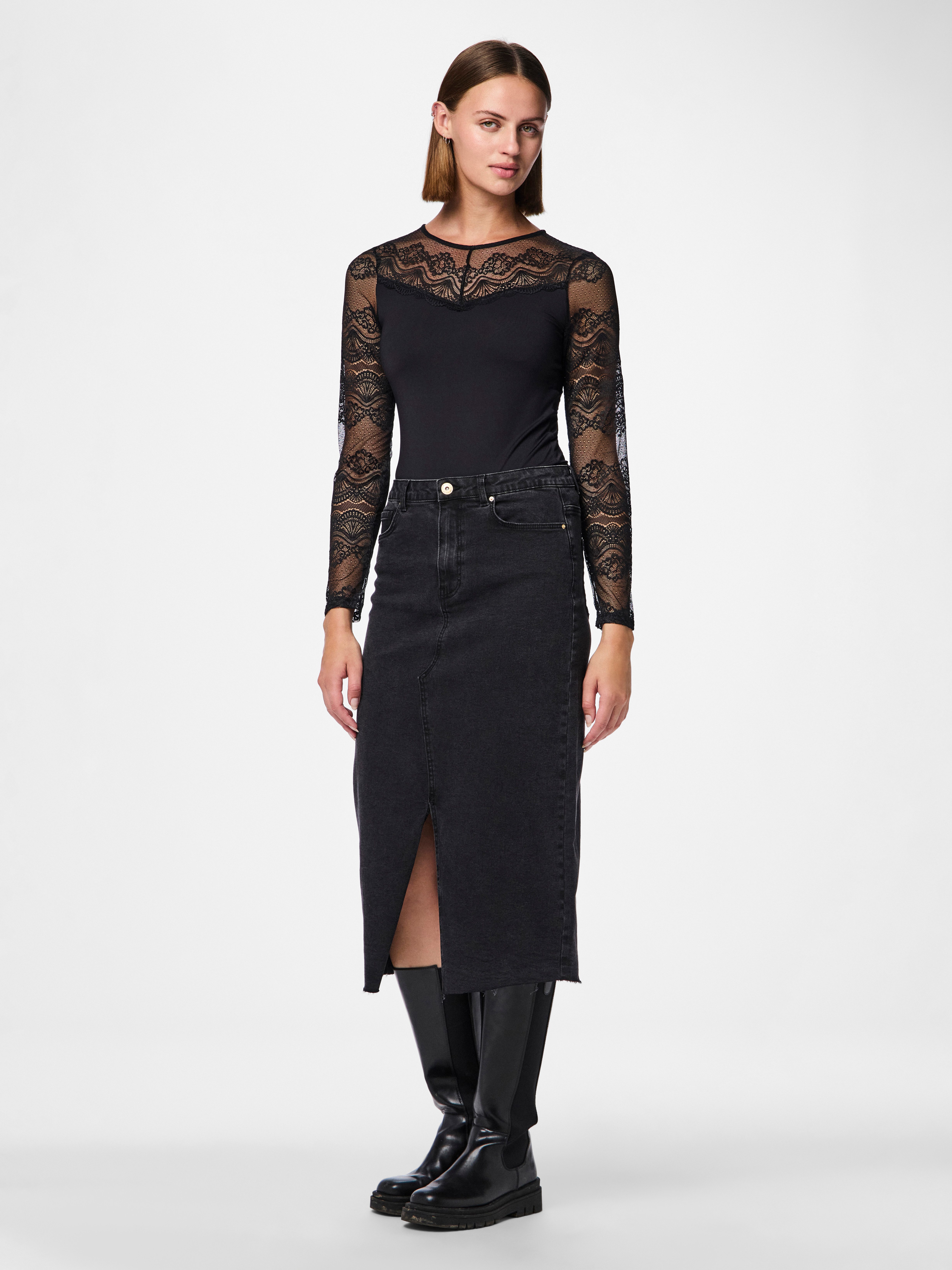 pieces Body met lange mouwen PCSINNA LS BODYSTOCKING NOOS