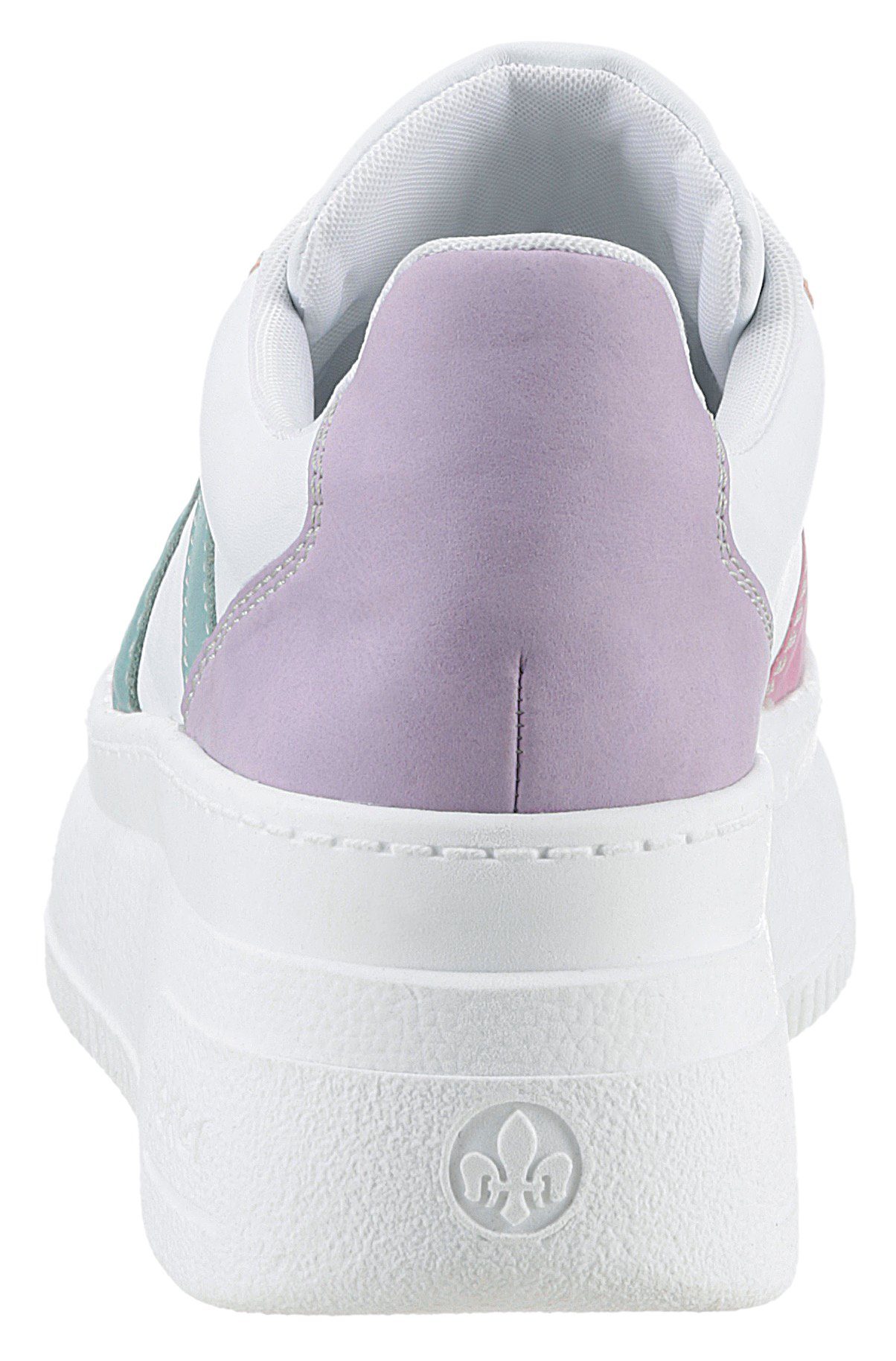 Rieker Plateausneakers met pastelkleuren contrasten, vrijetijdsschoen, lage schoen, veterschoen