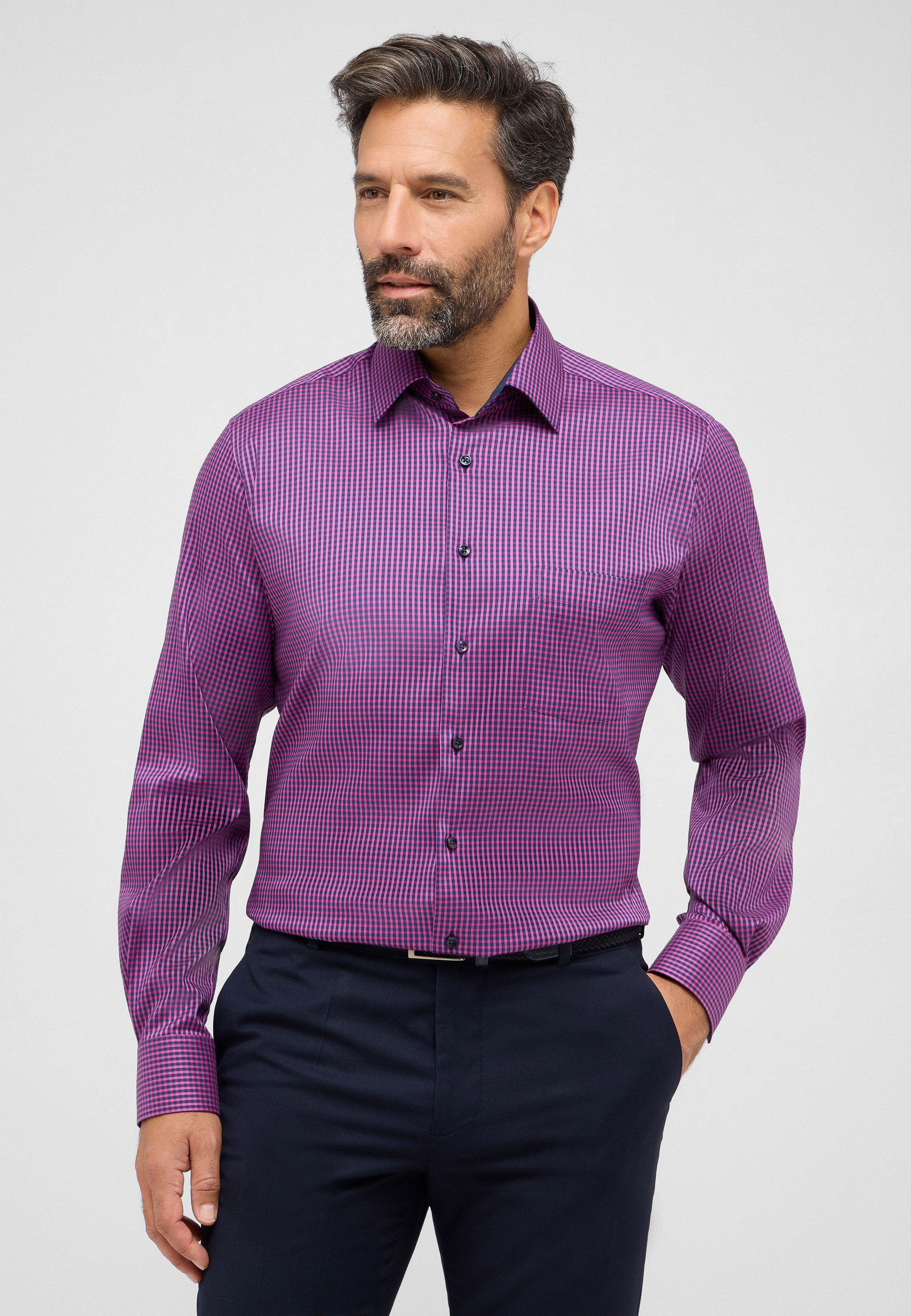 Eterna Overhemd met lange mouwen MODERN FIT EASY IRON (gemakkelijk te strijken) heren overhemden maat 43 roze