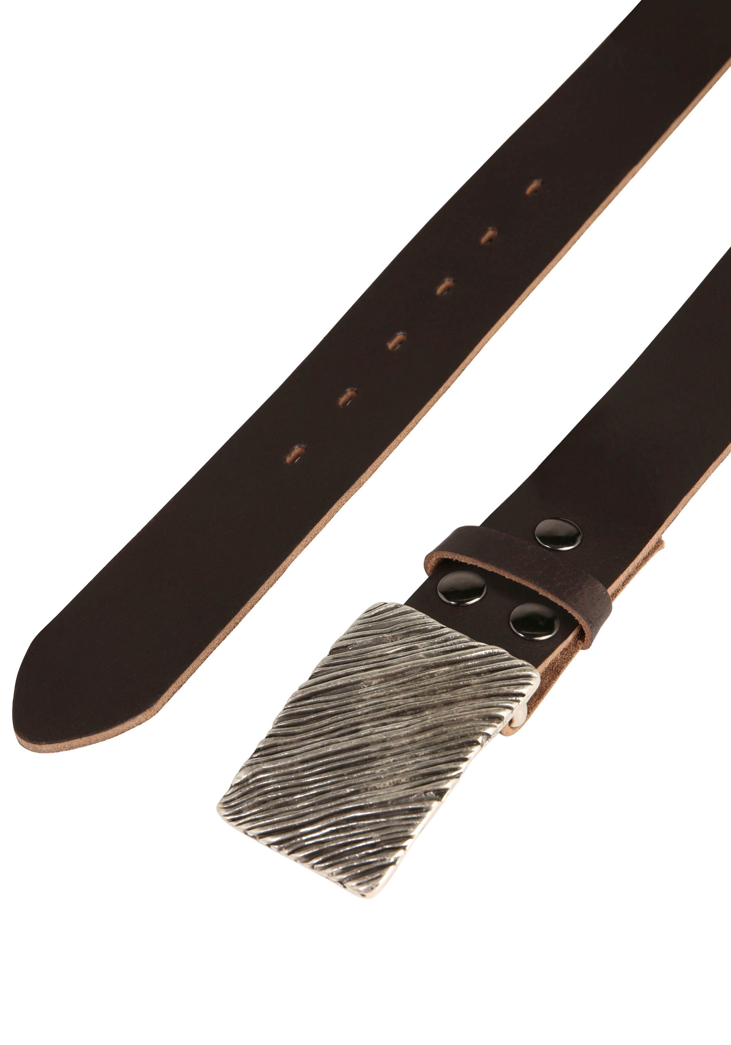 RETTUNGSRING by showroom 019° Leren riem met verwisselbare sluiting "zeewier rechthoek"