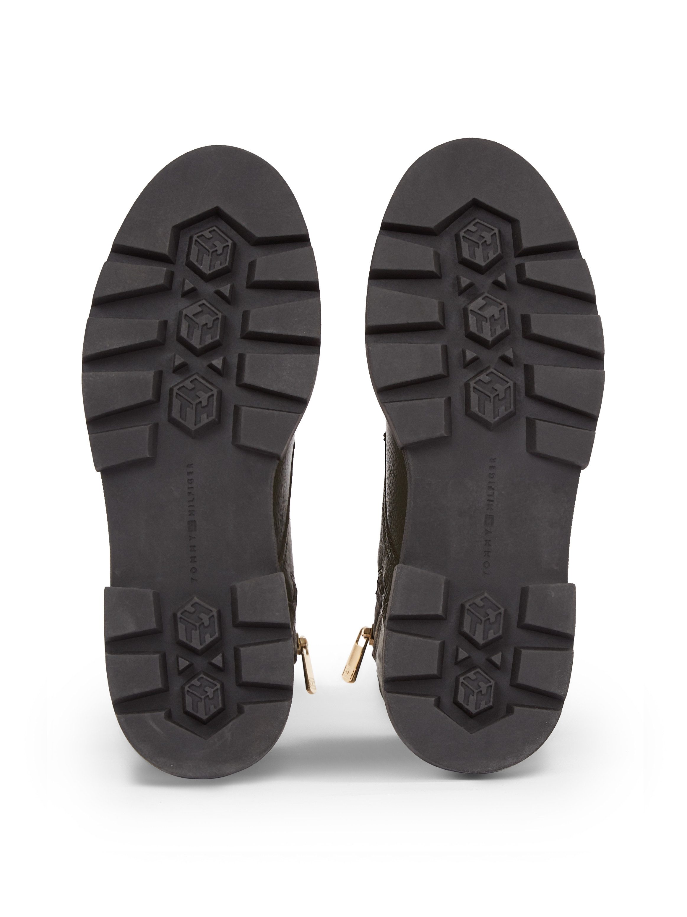 Tommy Hilfiger Veterschoenen BICOLOR LEATHER LACE-UP , plateau, veterschoenen, chunky boots, goudkleurige logo tekst