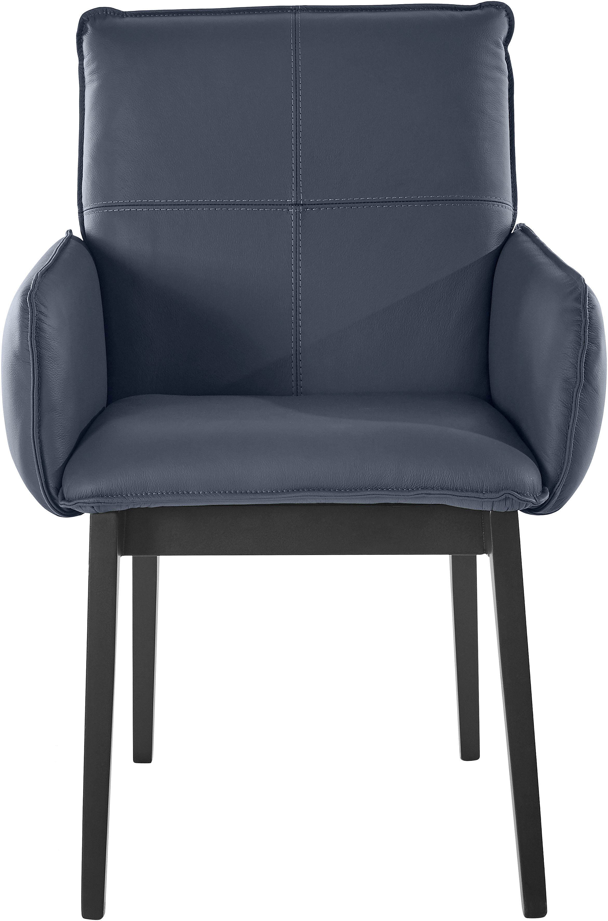 Home affaire Stoel met armleuningen Model 6 Bekleding van microvezel of leer, frame is beuken in zwart gelakt (2 stuks)