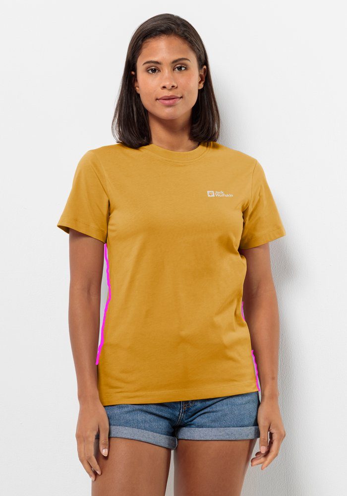 Jack Wolfskin Essential T-Shirt Women T-shirt van biologisch katoen Dames XXL bruin curry