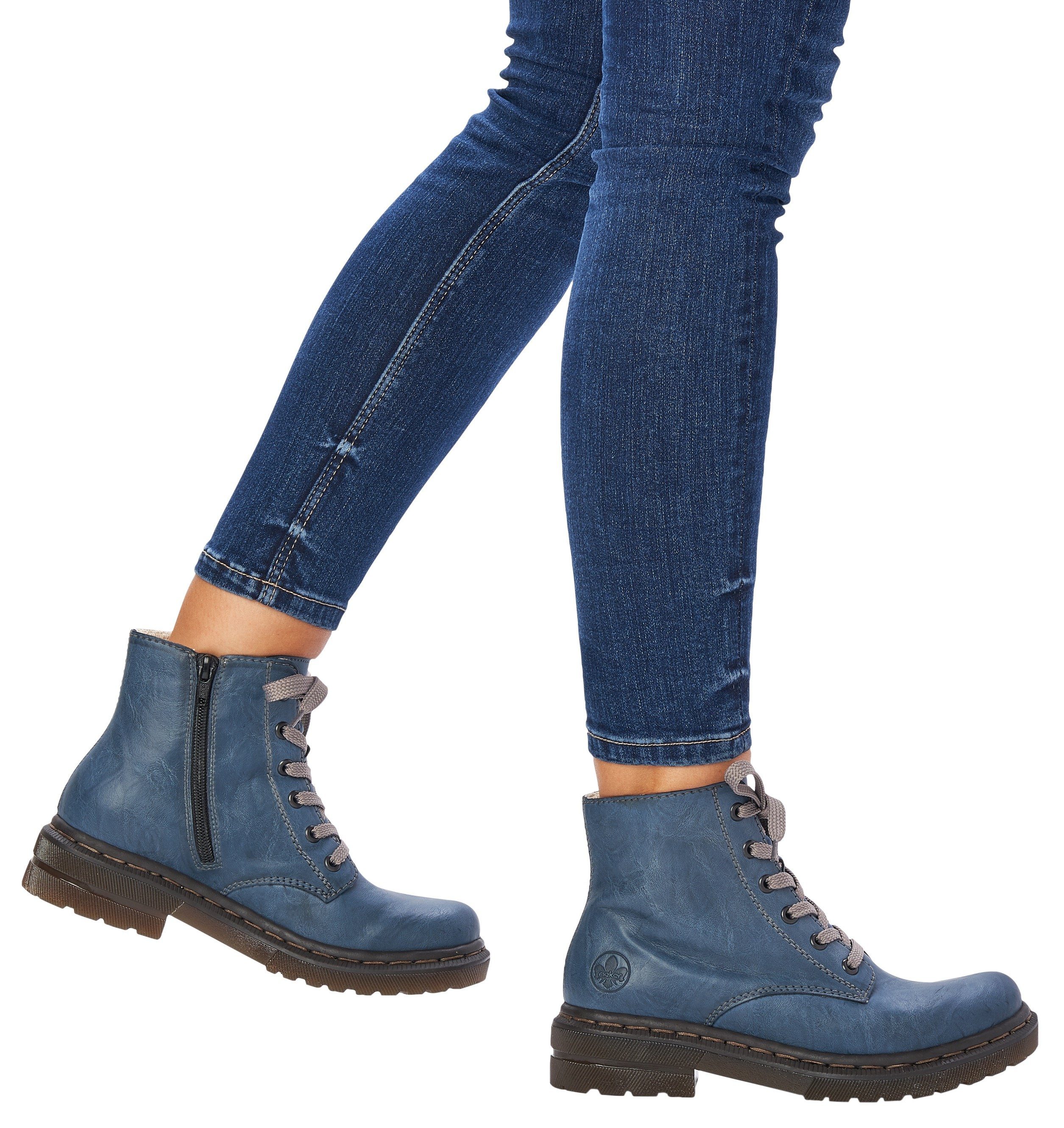 Rieker Hoge veterschoenen veterschoen, blokhak, met logo-embossing