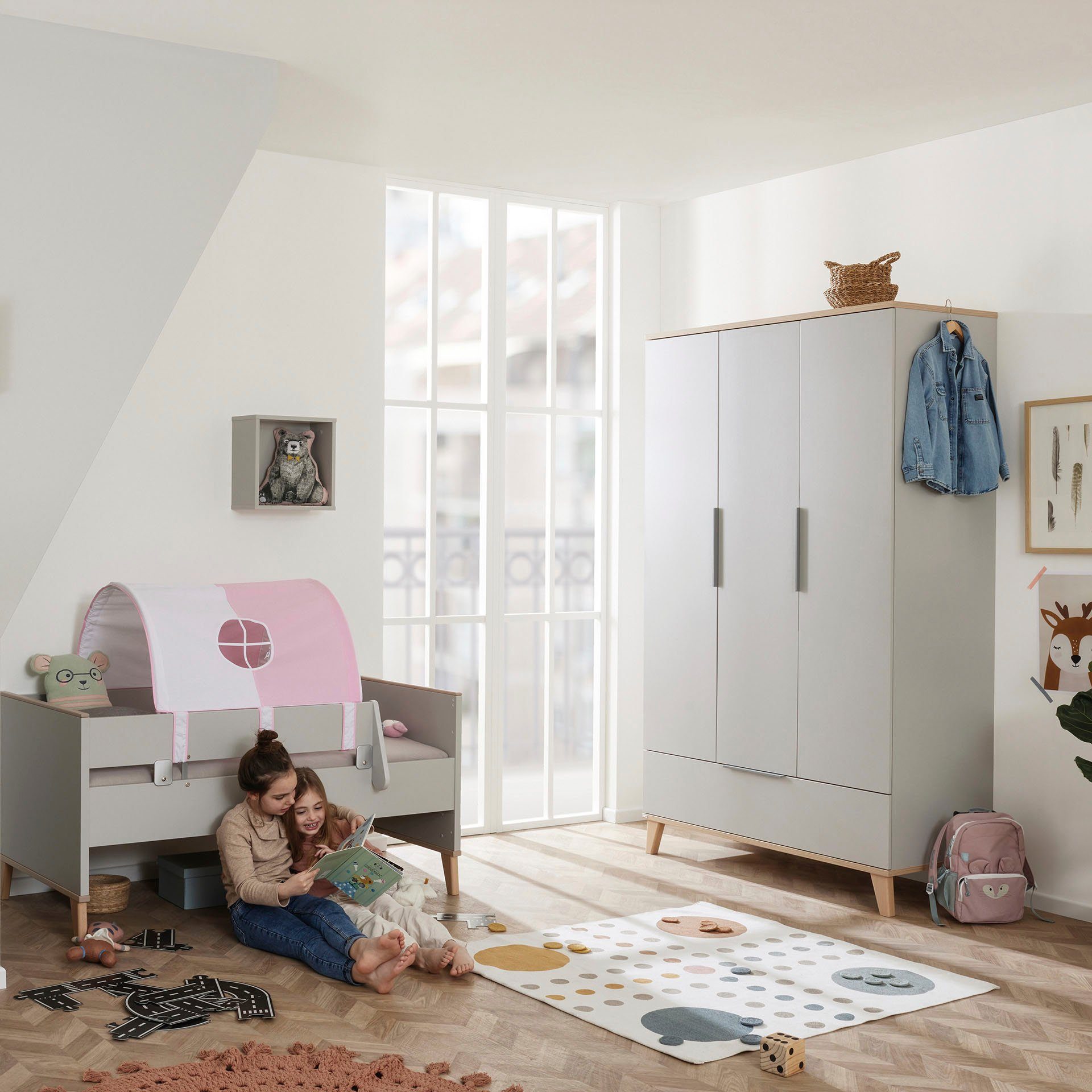 PAIDI Kinderwelten Kledingkast Fiene, kledingkast voor de kinderkamer veel opbergruimte met legplanken en kledingstangen