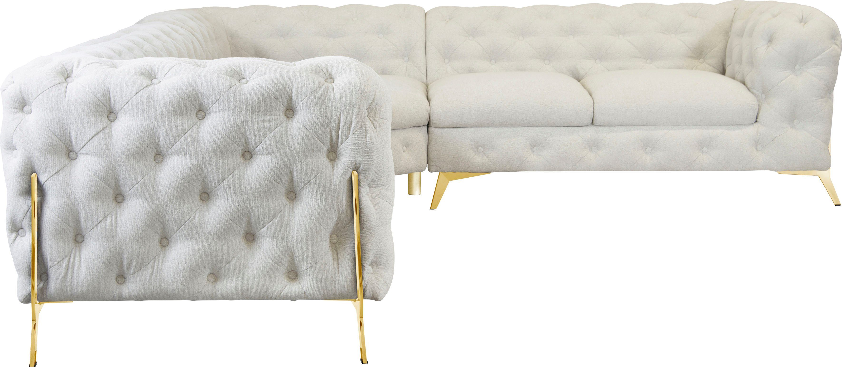 Leonique Chesterfield-bank Amaury L-vorm grote hoekbank, chesterfield-look, breedte 323 cm, kleur van de poten ter keuze