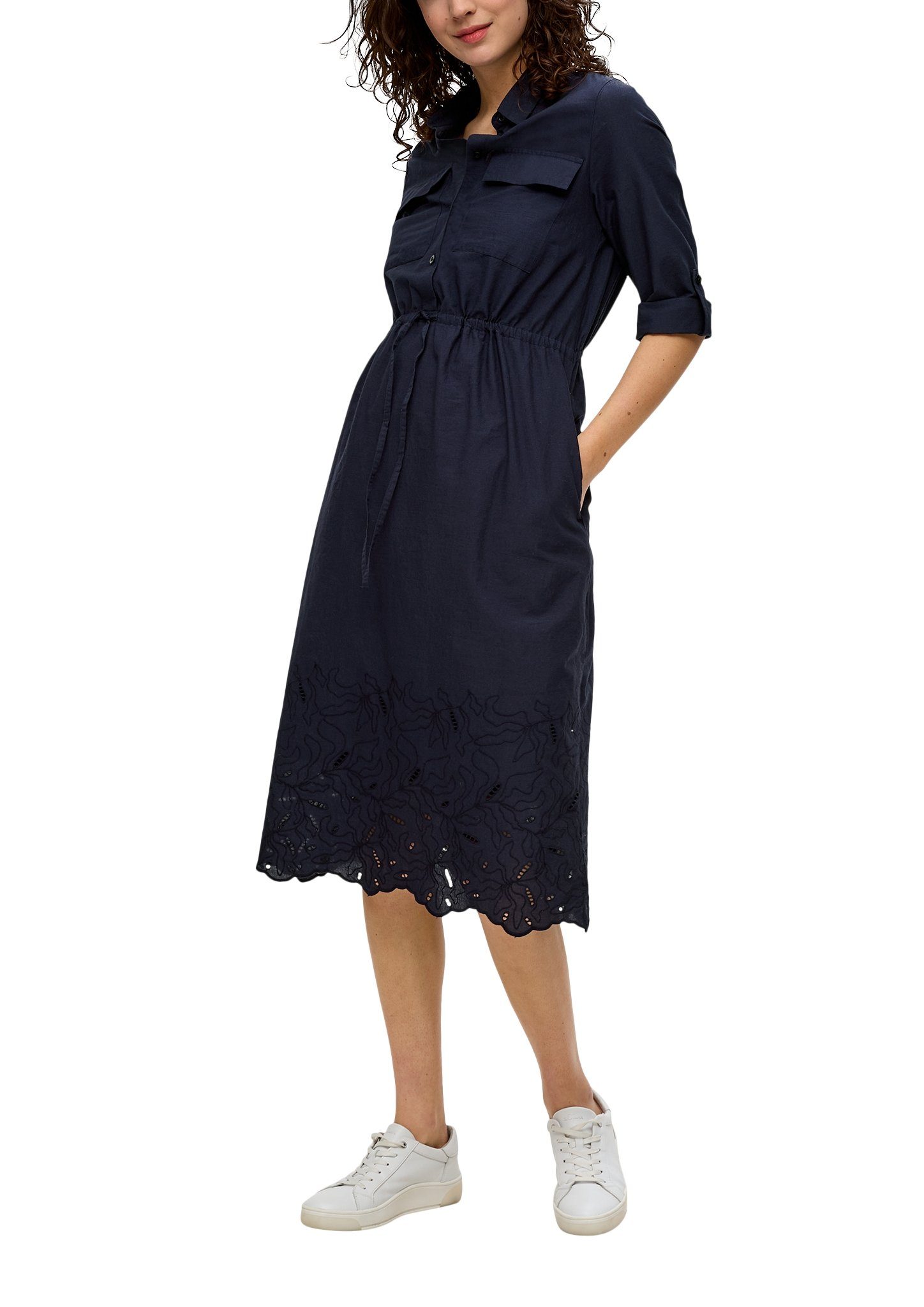 s.Oliver Jurk met overhemdkraag Zomerjurk met broderie anglaise