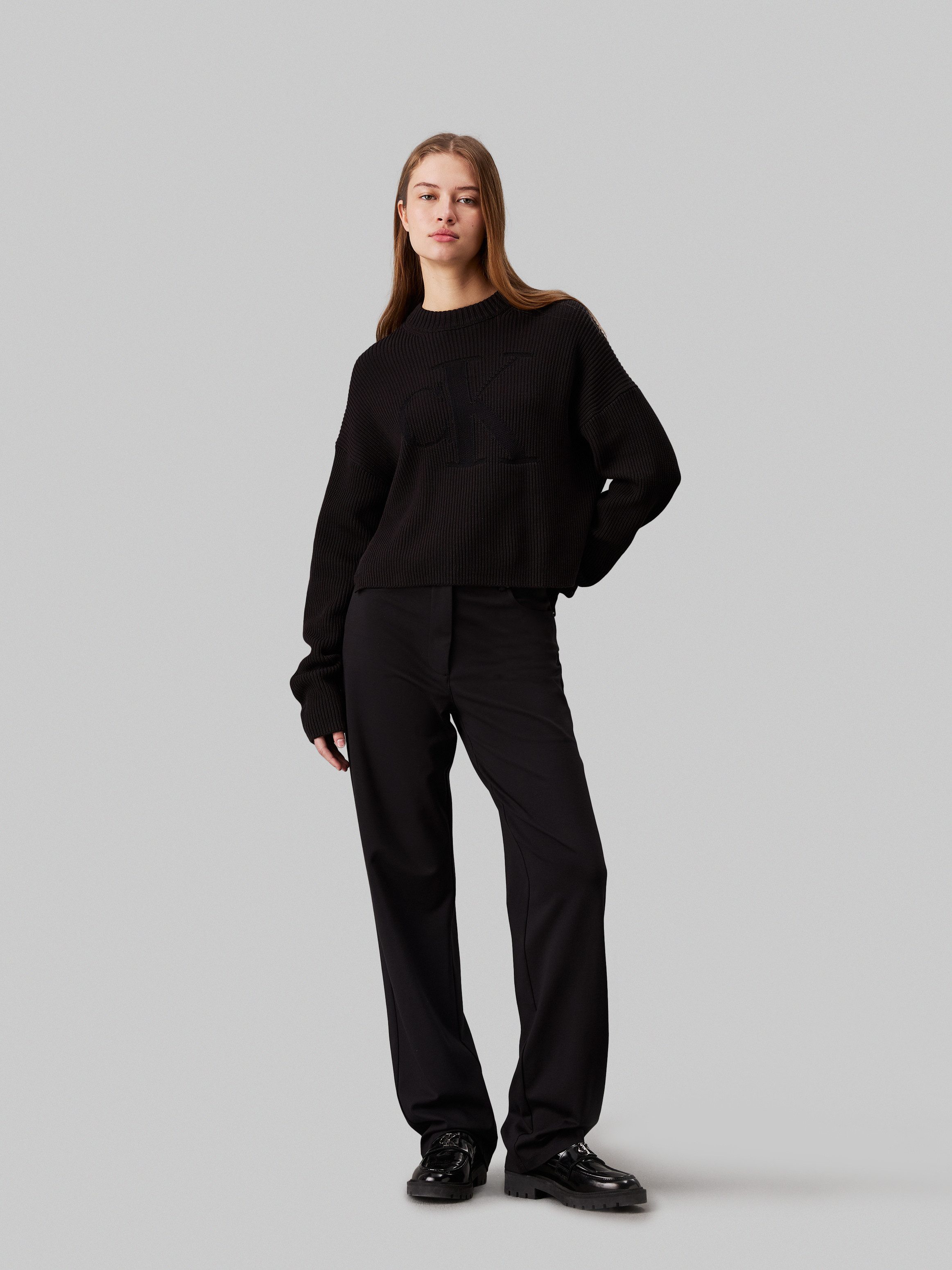 Calvin Klein Trui met staande kraag LOGO INTARSIA REGULAR SWEATER