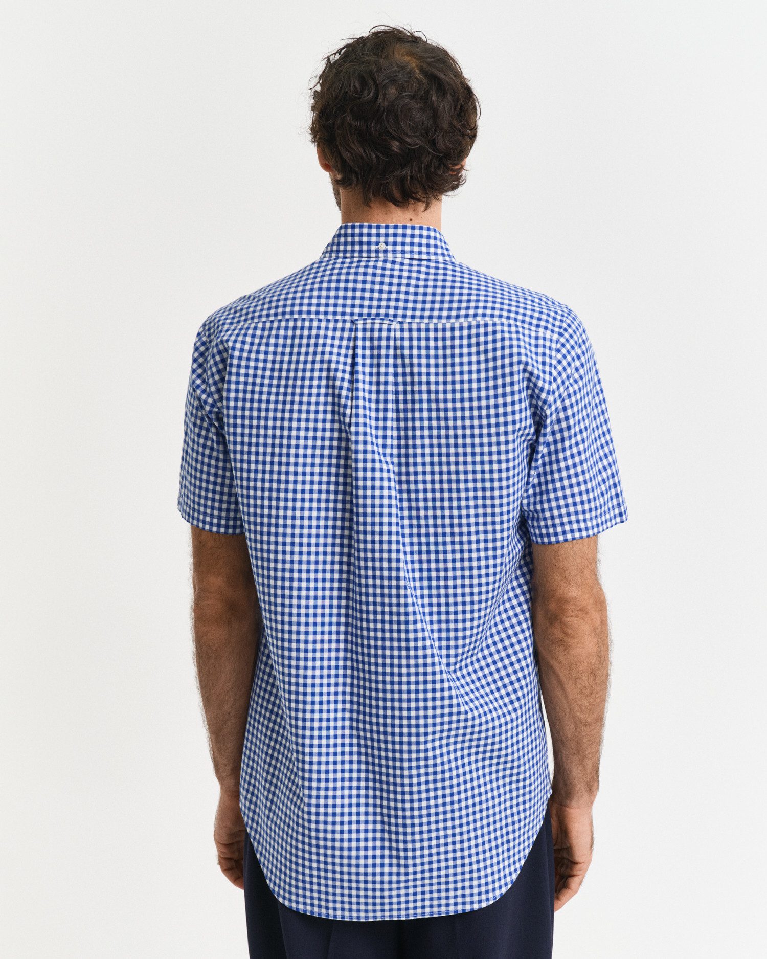 Gant Overhemd met korte mouwen Regular Fit Gingham Poplin Overhemd slijtvast easy care geruit