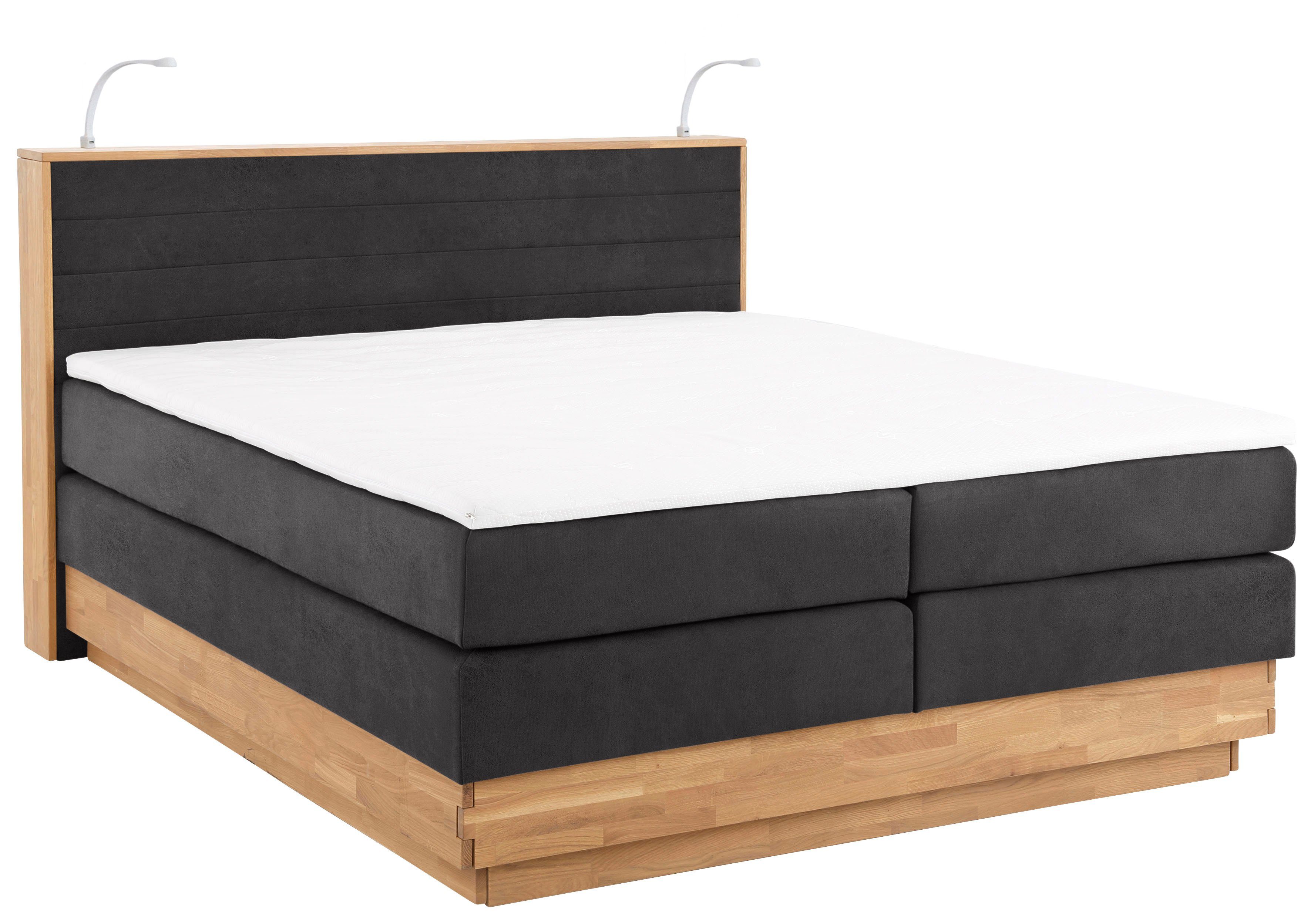 Home affaire Boxspring Cavan Eiken, met bedkist & topmatras, verschillende hardheden (ook H4)