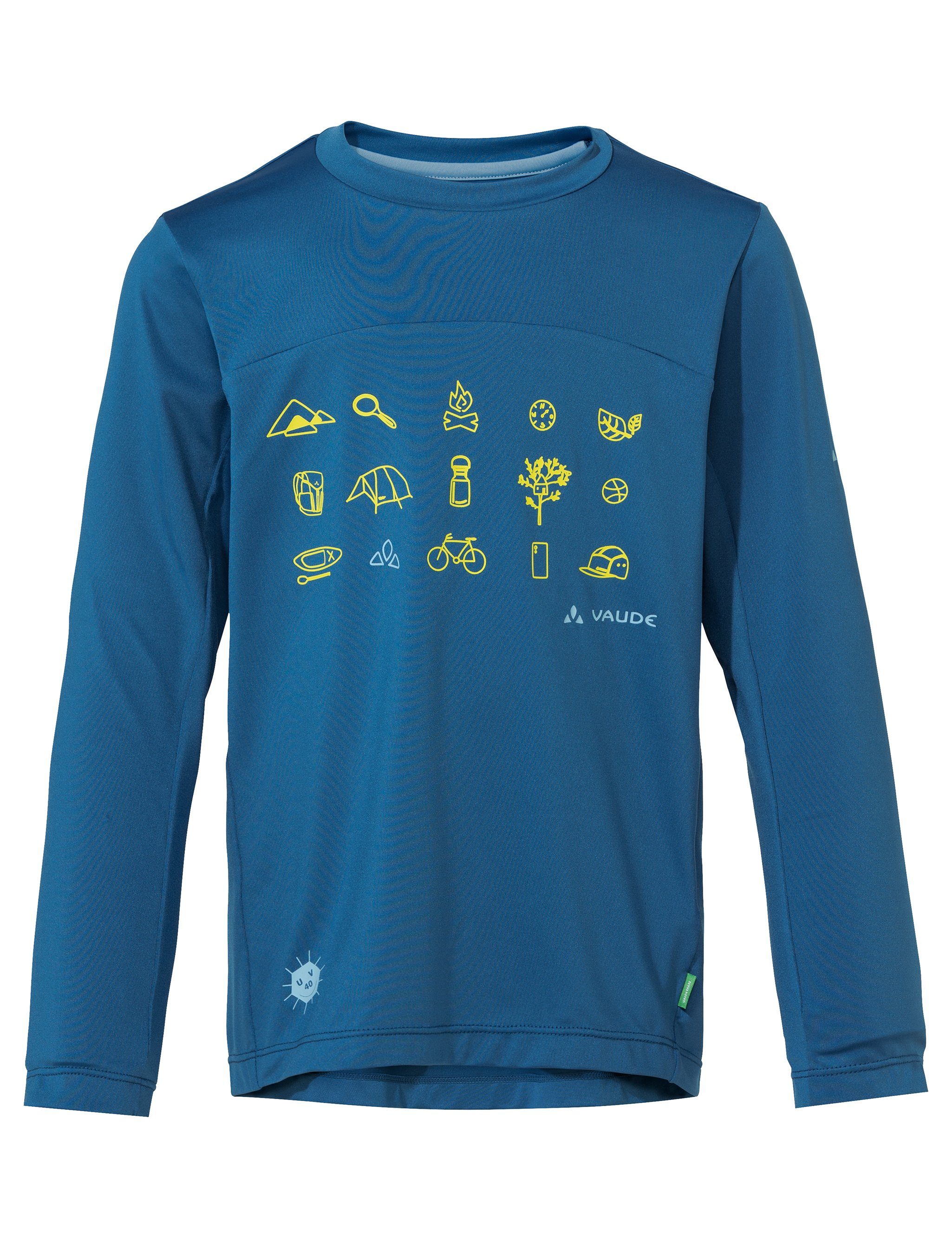 VAUDE Shirt met lange mouwen KIDS SOLARO LS T-SHIRT II met contrasterende opdruk voor kinderen kinderen shirts met lange mouwen maat 92 blauw