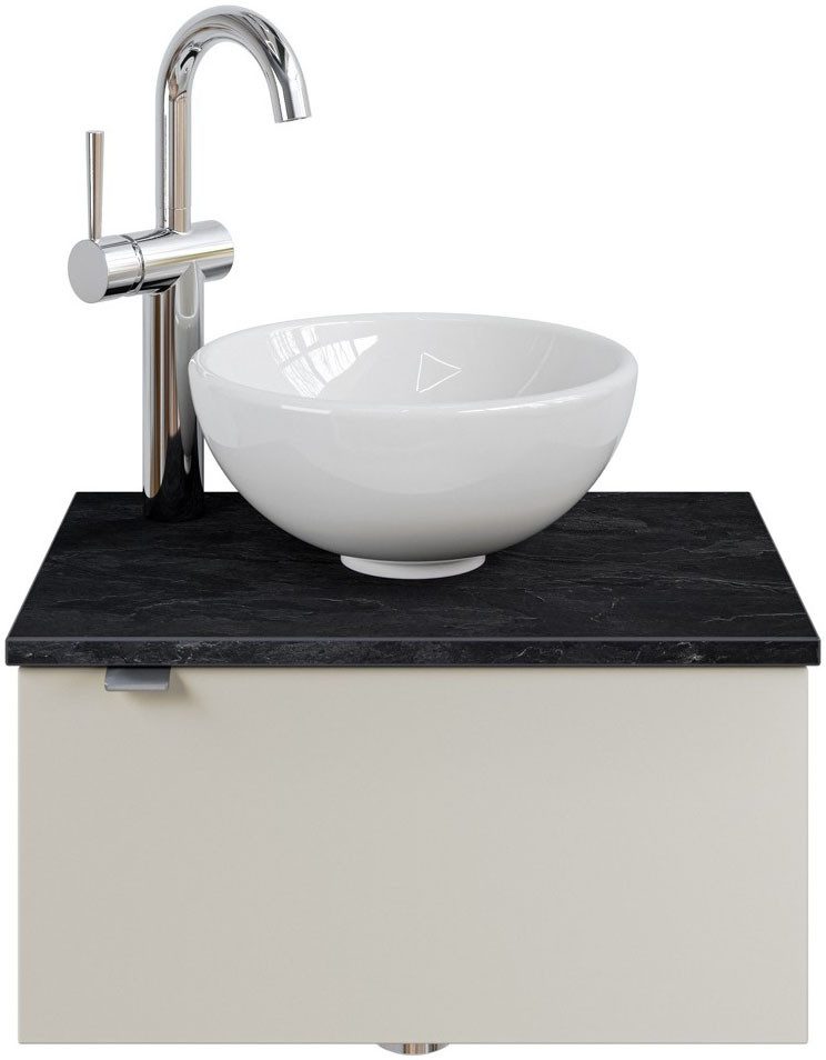 Saphir Wastafelonderkast Serie 6915 wastafel met onderkast voor gastenbadkamer, tweede toilet (3-delig) wastafelmeubels beige