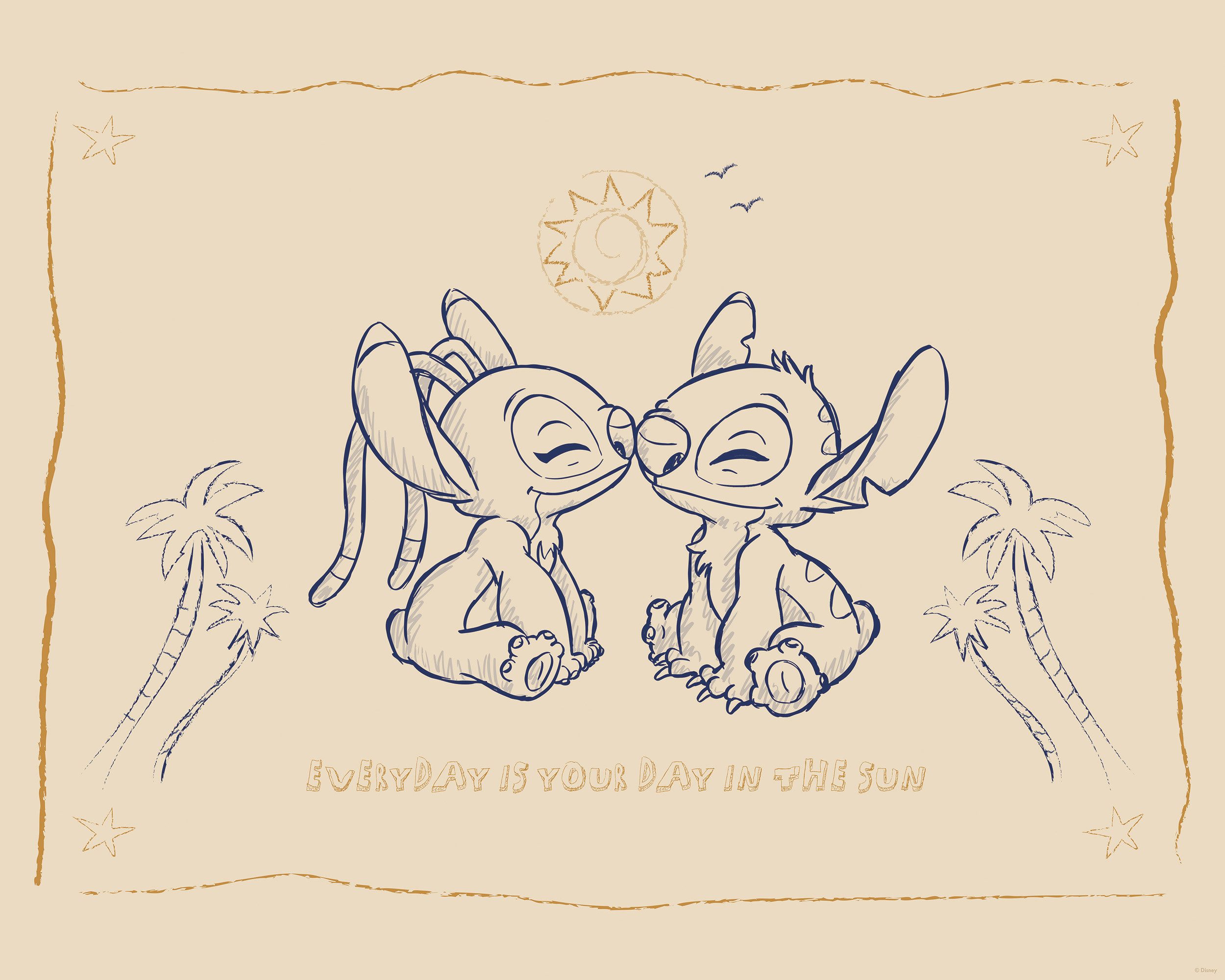 Komar Artprint Disney Lilo and Stitch Your Day in the Sun 40 x 60 cm (breedte x hoogte) - kinderkamer, decoratie (1 stuk)