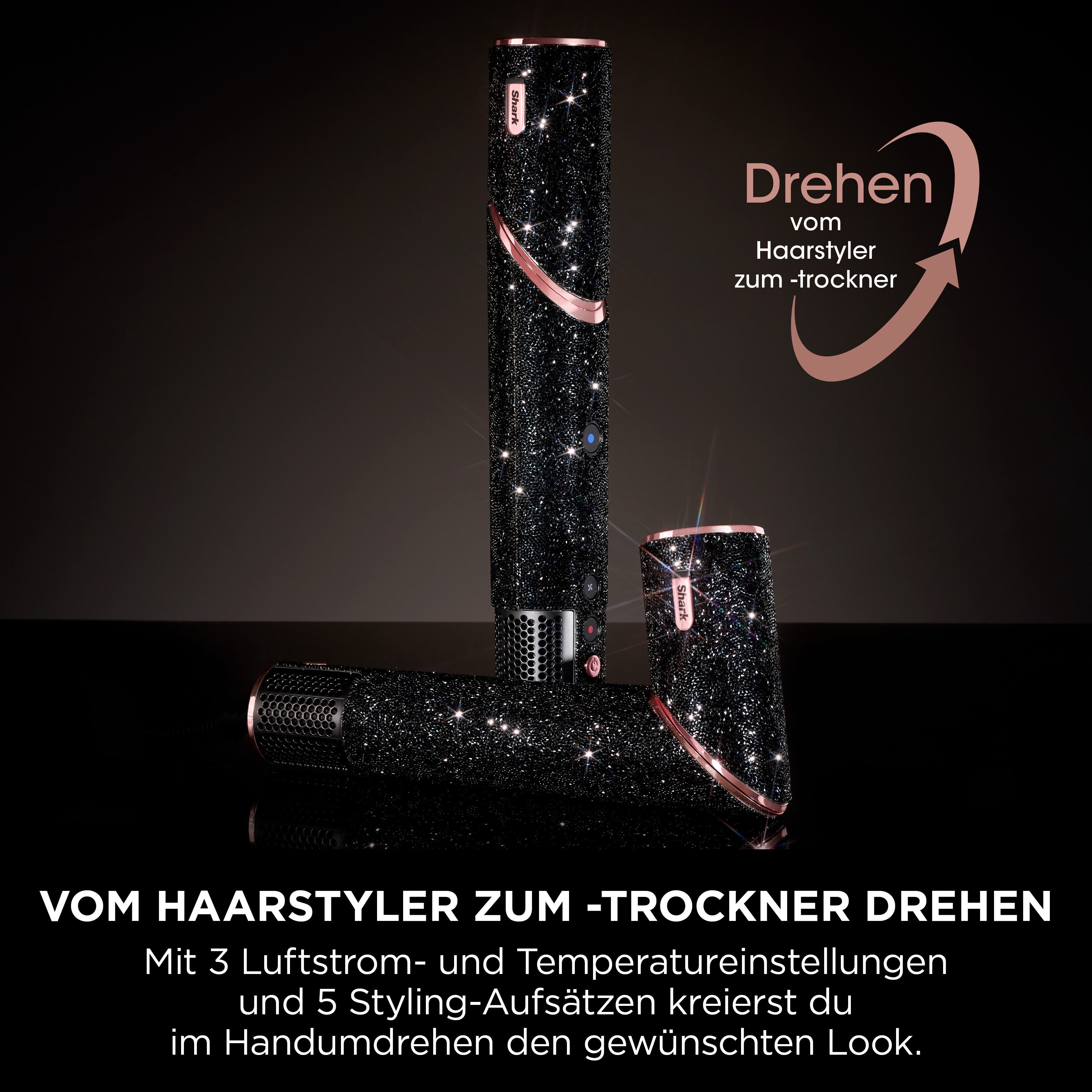 Shark Multihaarstyler FlexStyle 5-in-1 Haarstyler und -trockner - Black Diamond HD446JBEU