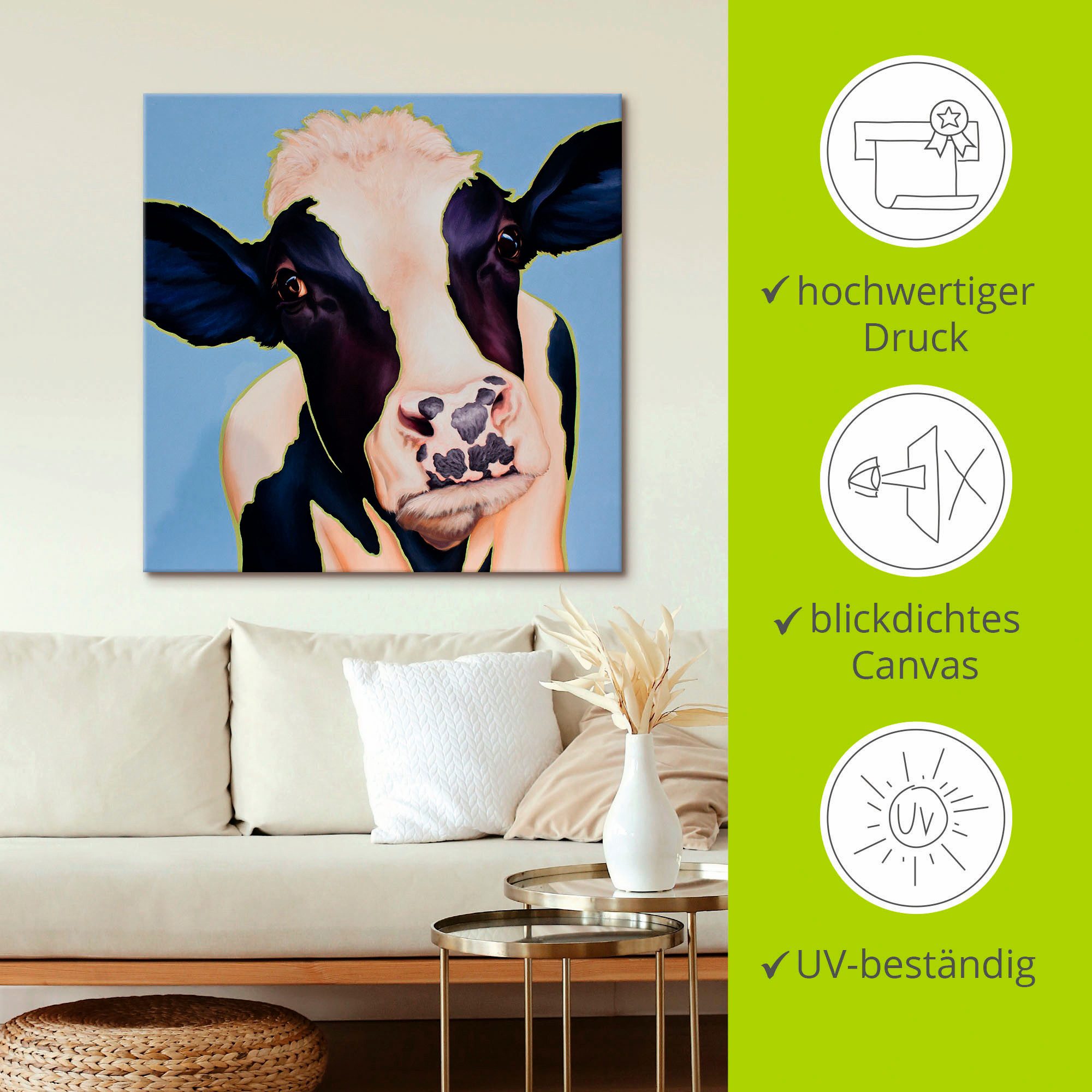 Artland Artprint op linnen Koe Trudi gespannen op een spieraam