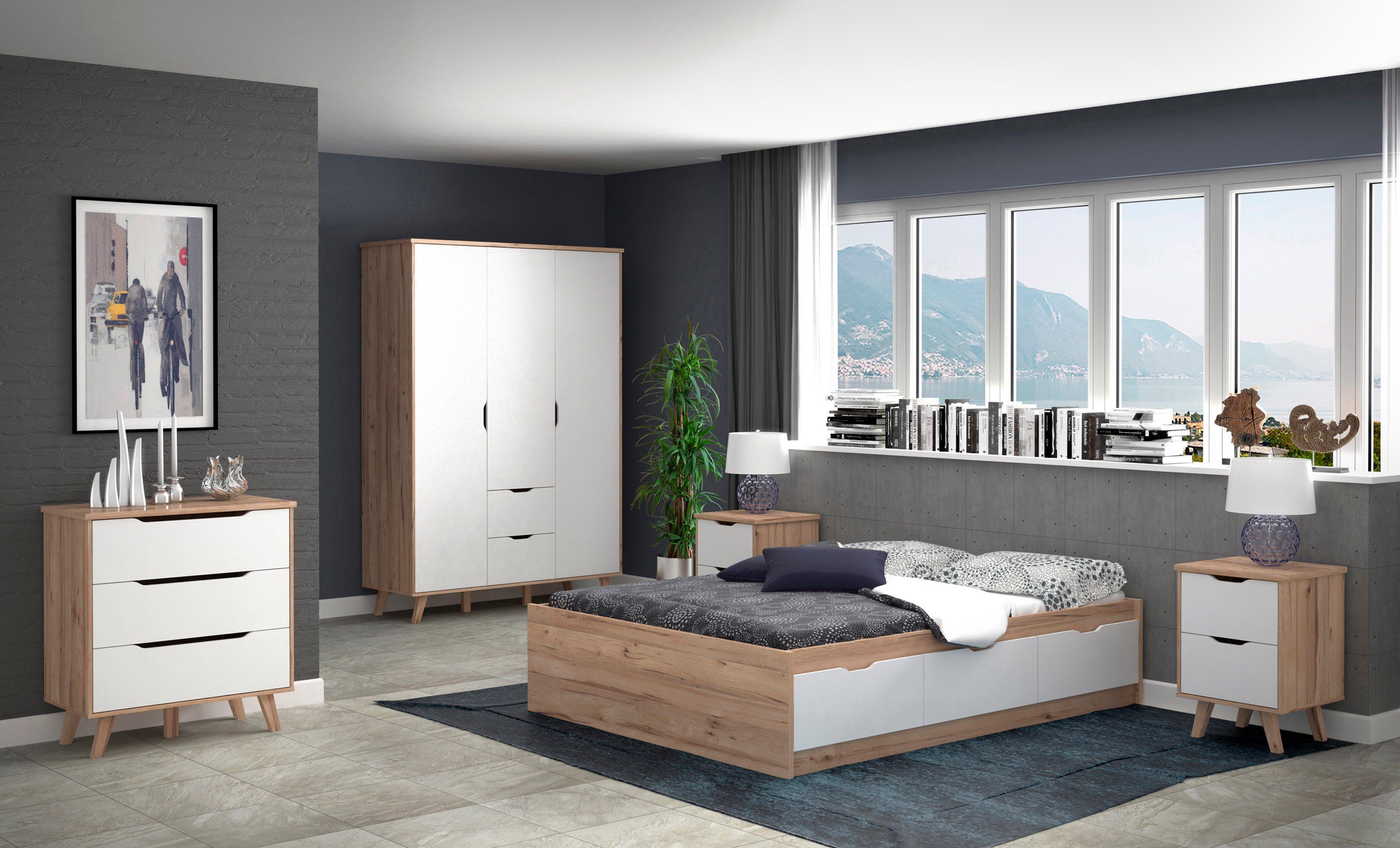FORTE Ledikant met bergruimte Vankka, veel opbergruimte, Scandinavisch ontwerp