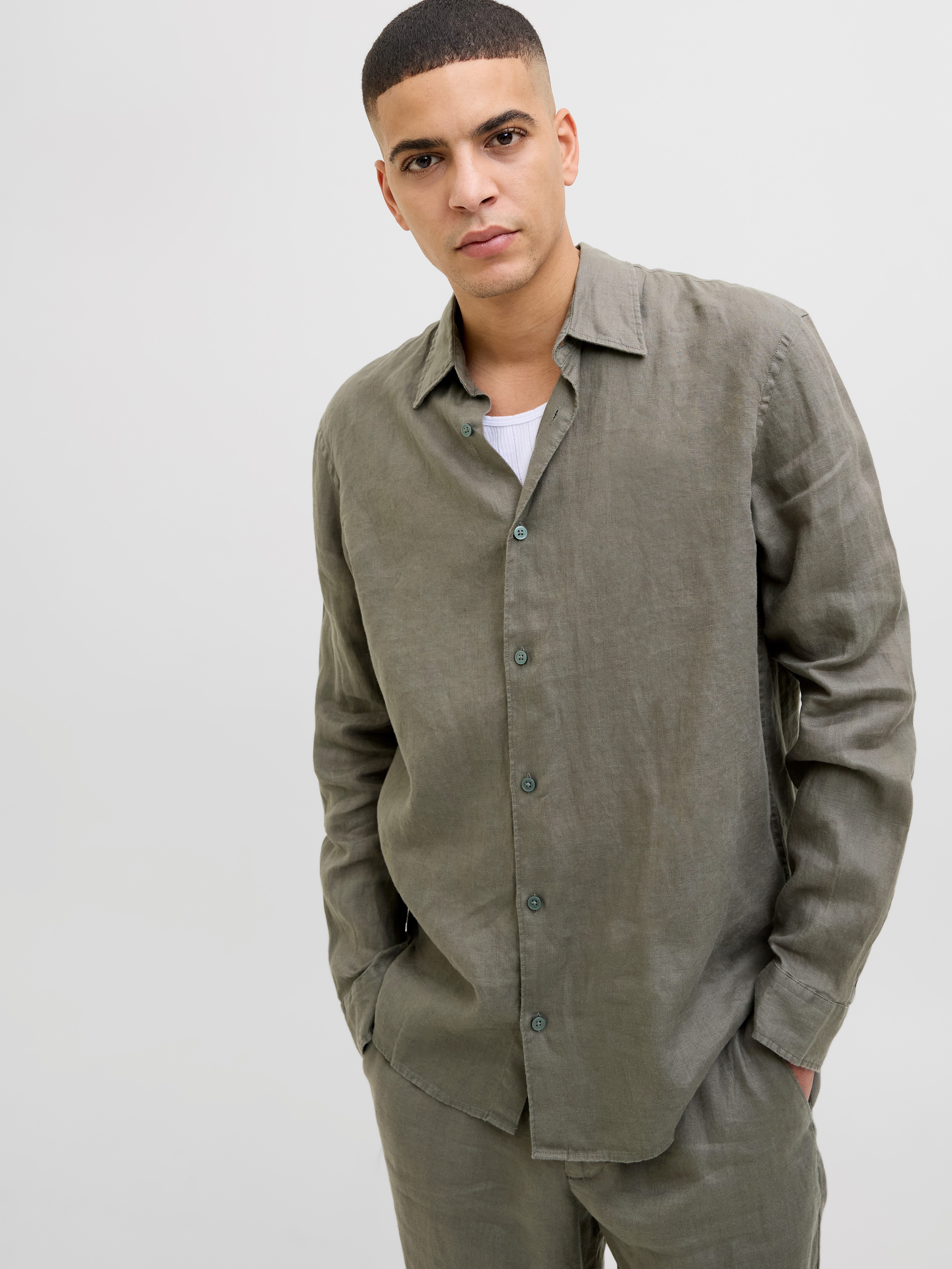Jack & Jones Overhemd met lange mouwen JPRCCLAWRENCE LINEN L/S SHIRT SN