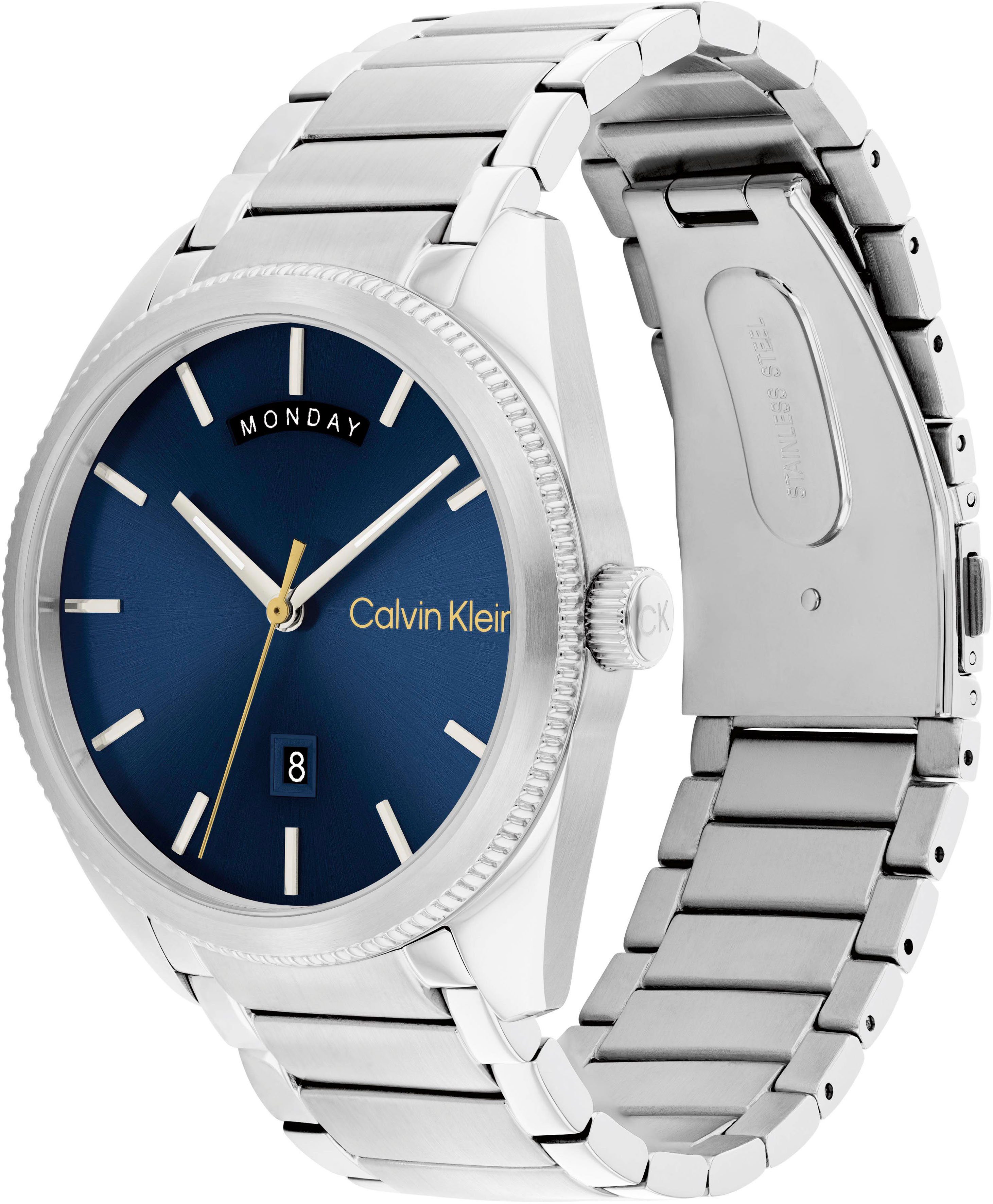 Calvin Klein Kwartshorloge Timeless Horloge, herenhorloge, datum, mineraalglas, roestvrijstalen band
