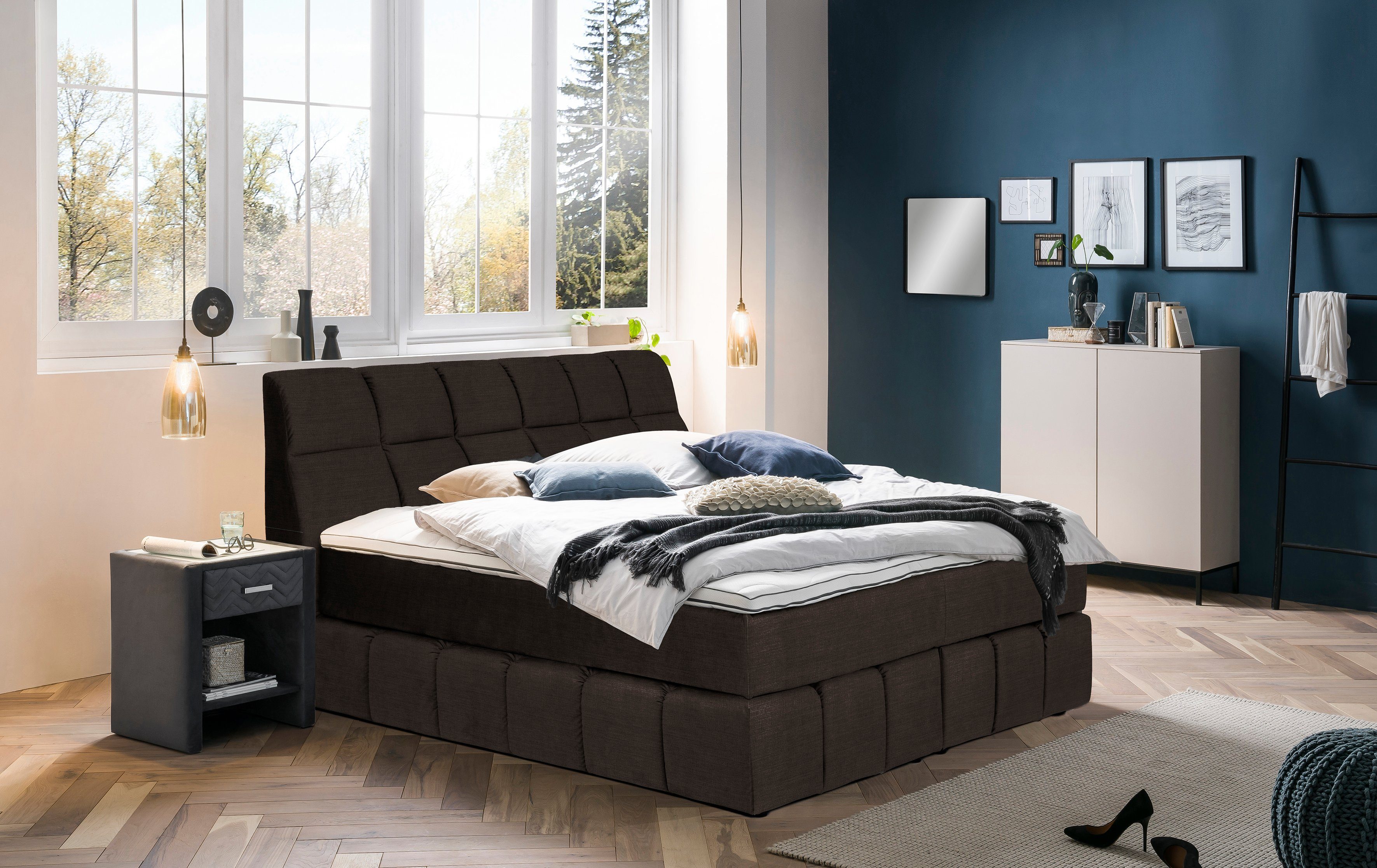 Places of Style Boxspring PAXTON Nieuwe toppervarianten! boxsprings bruin