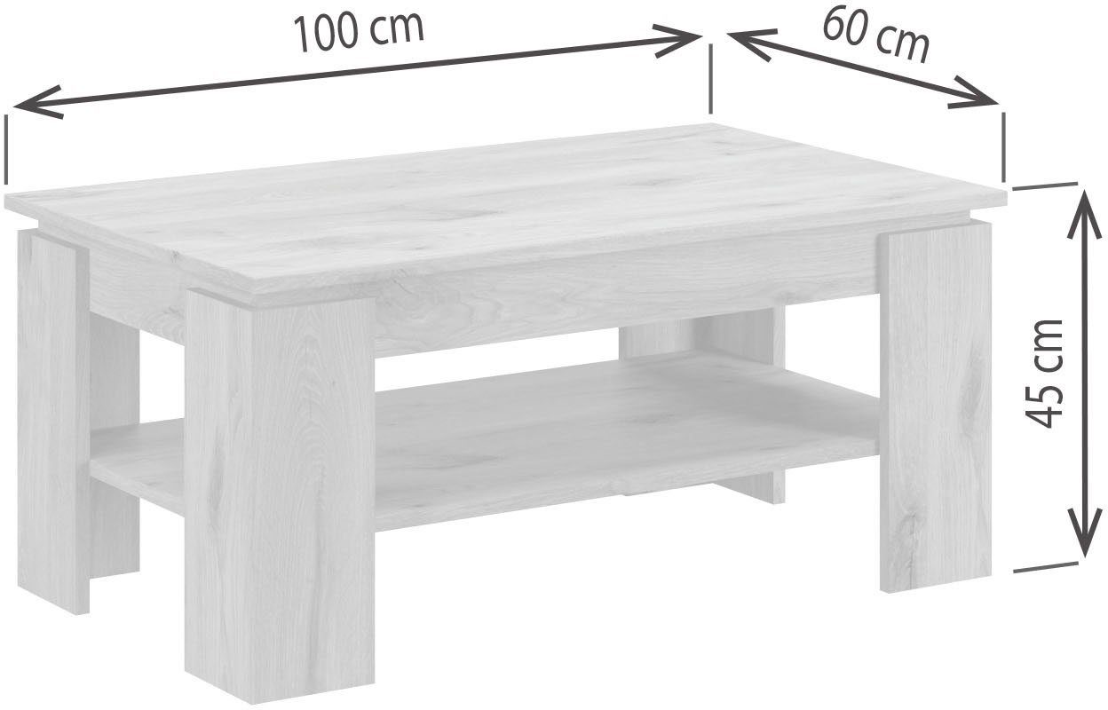 INOSIGN Salontafel Kalmar, rechthoekig, 100 x 60 cm, 1 Plank Salontafel, bijzettafel, koffietafel, woonkamer tafel, coffee table (1 stuk)