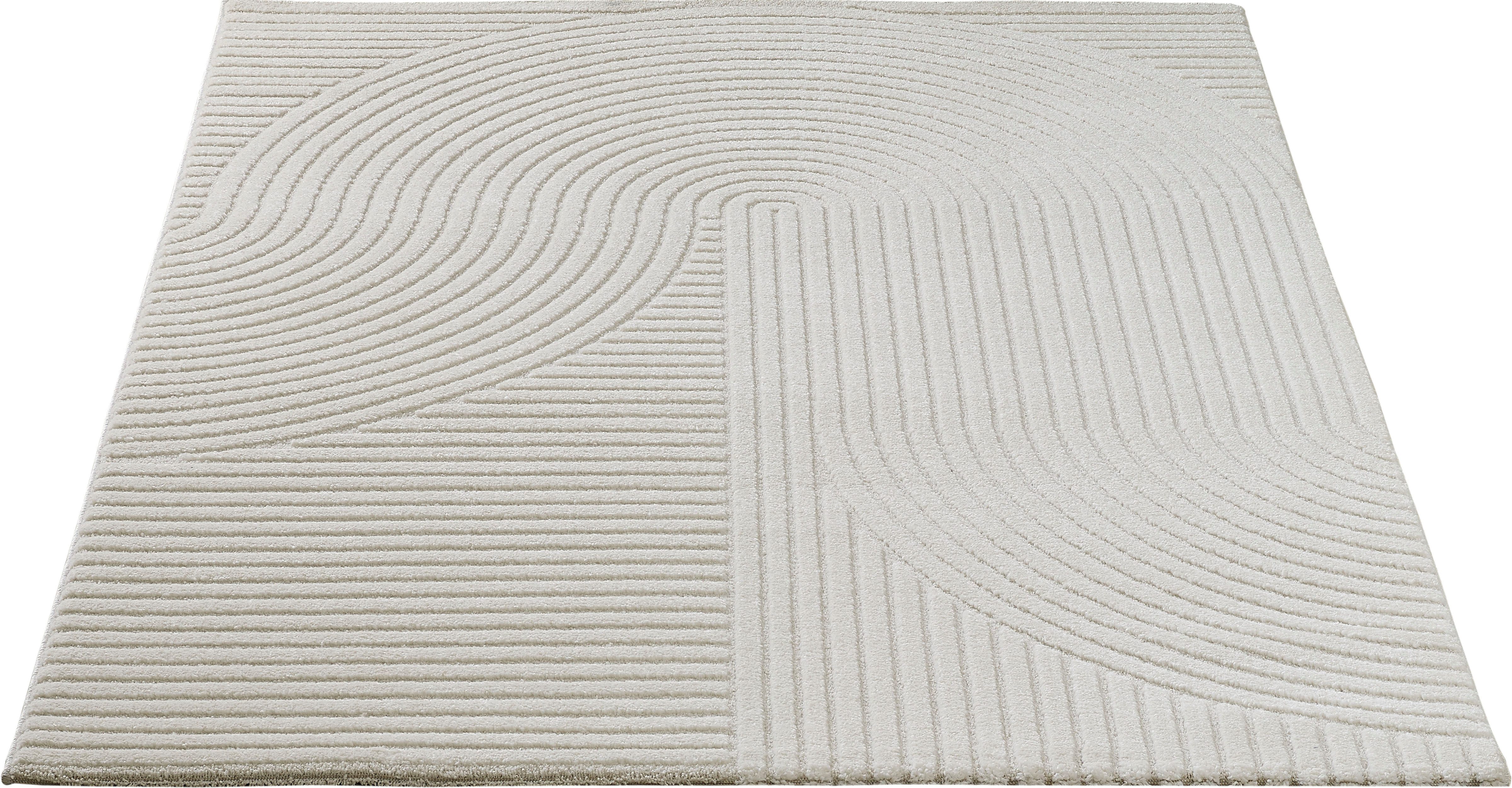 merinos Vloerkleed Elio moderne kortpolige tapijt met hoog-laag effect, 3d effect