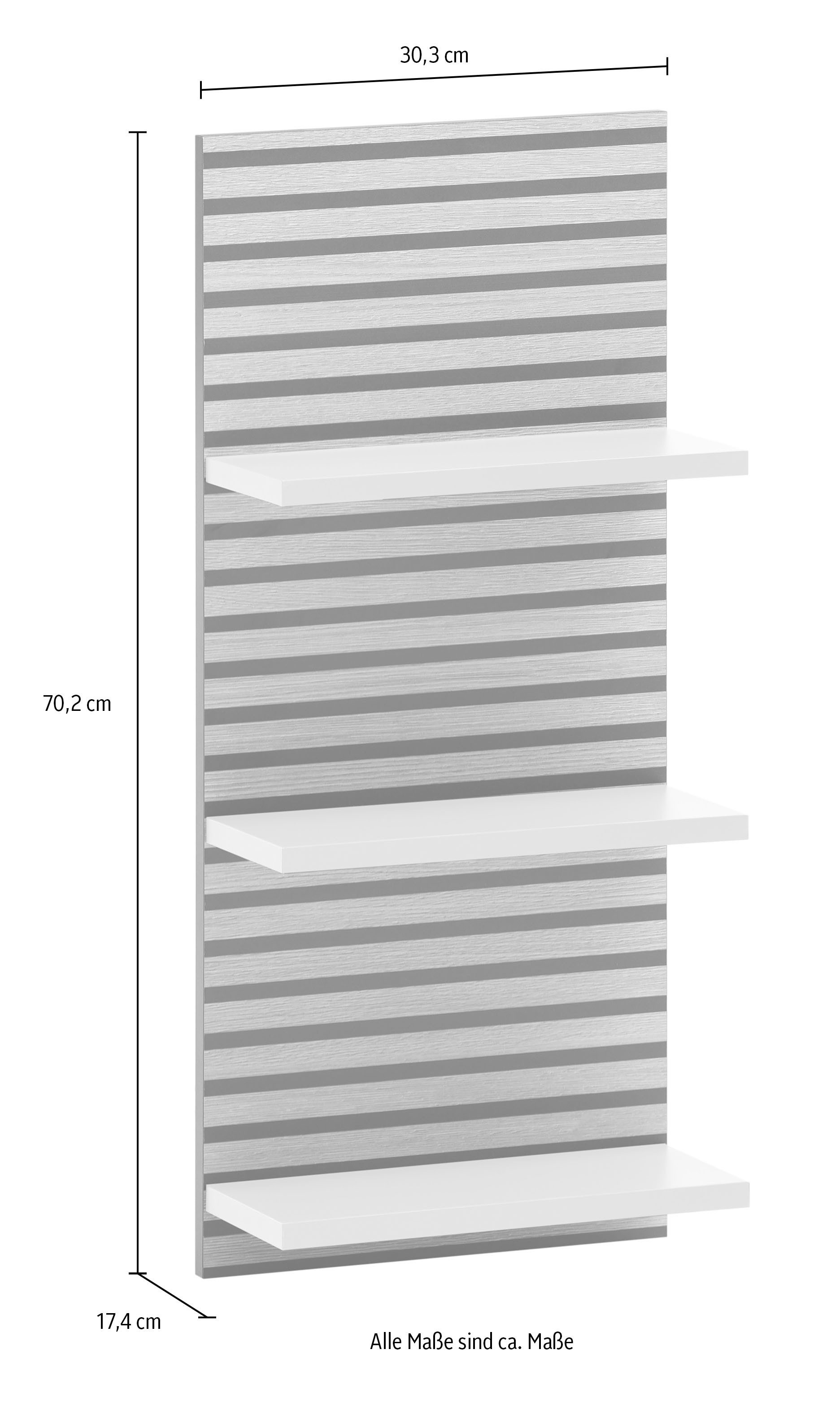Schildmeyer Wandplank Katta, breedte 30 cm Drie planken, achterwand in akoestische look