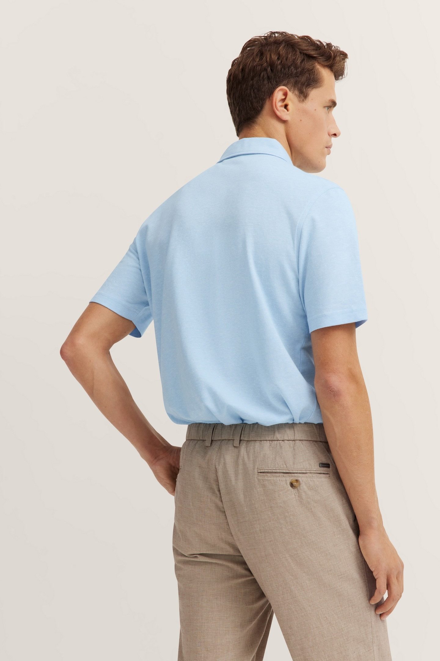 Bugatti Poloshirt van katoen-linnenmengsel