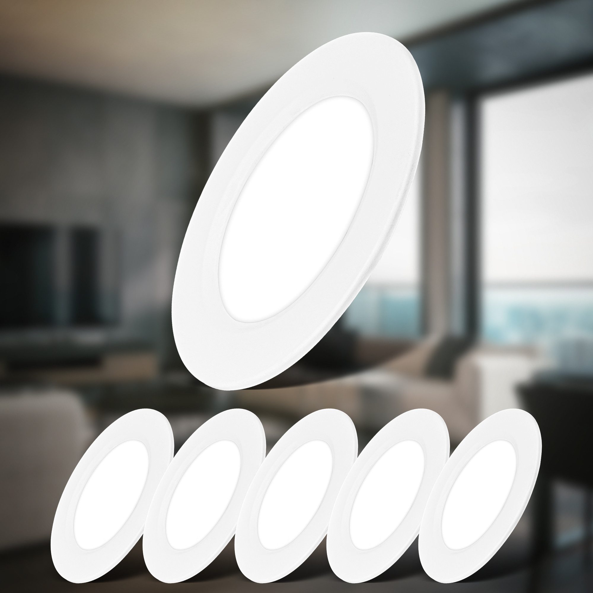 B.K.Licht Inbouwlamp BK_EL1618 6-delig set LED inbouwspots, ultra-dun, IP20 plafondspots (6-delig)