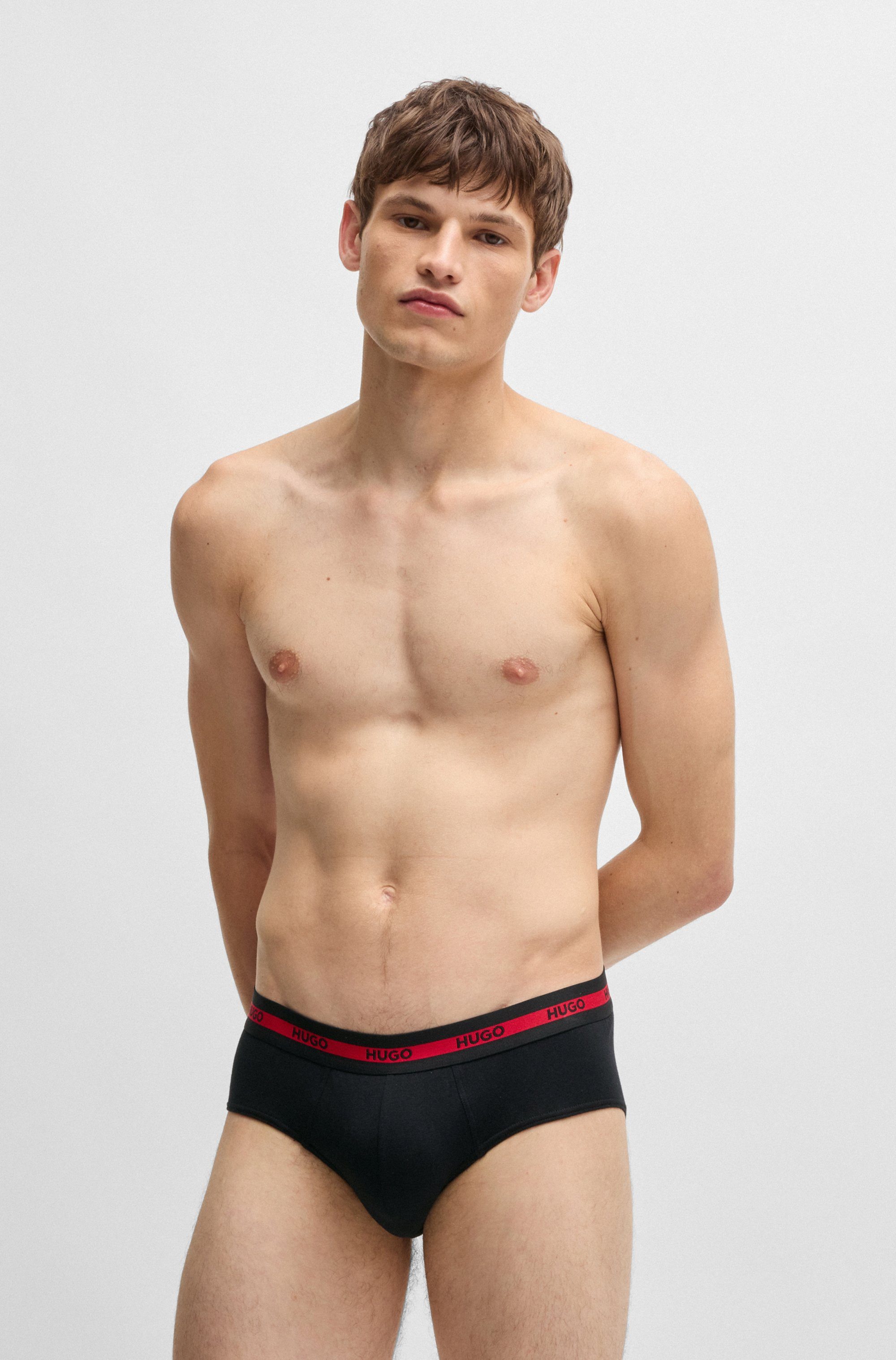 HUGO underwear Slip met contraststrepen en logo-opschriften op de tailleband (set, 3 stuks, In driepack)