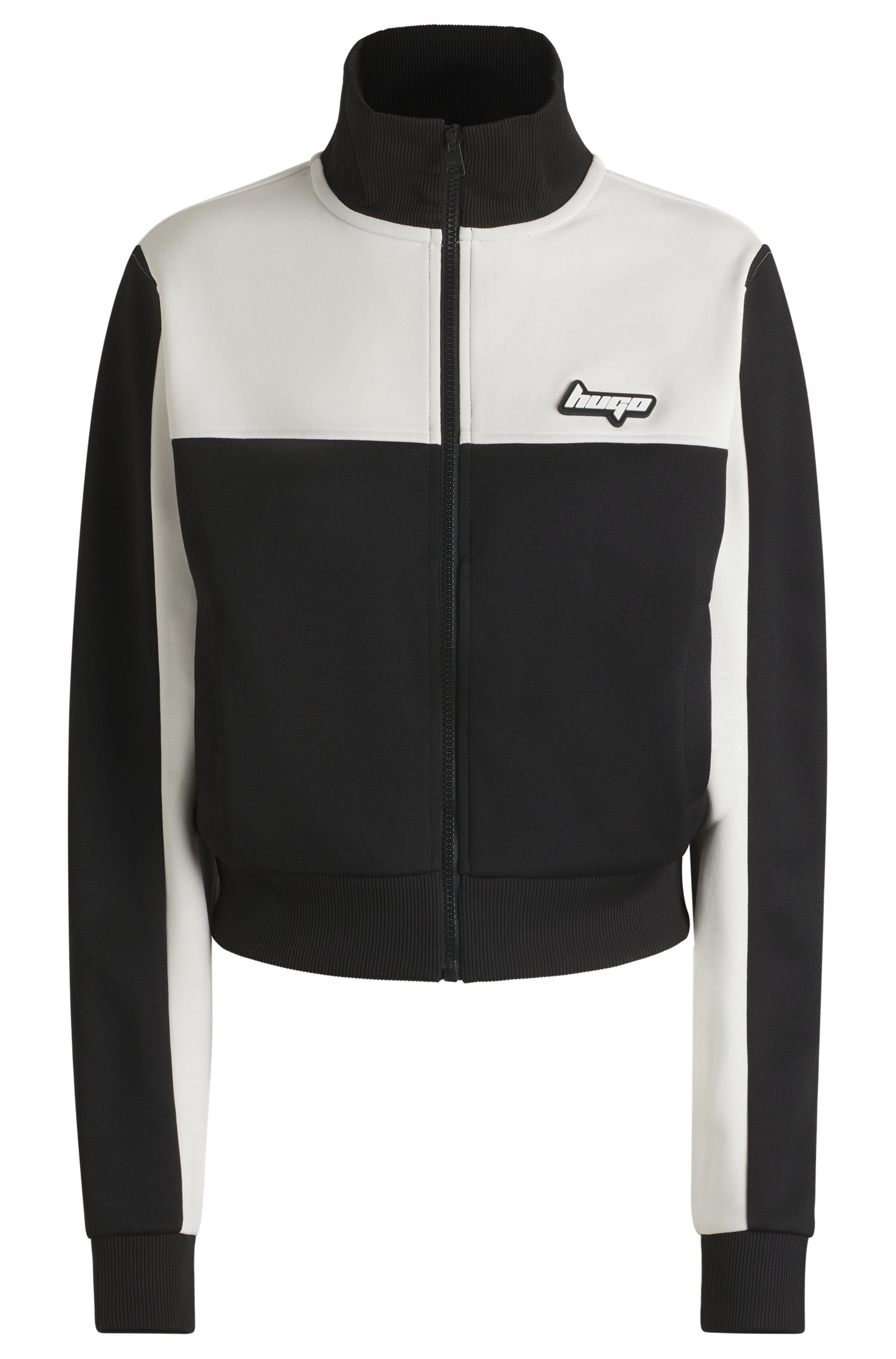 HUGO Blue Sweatshirt Dalaria in retro colorblocking, logo-badge