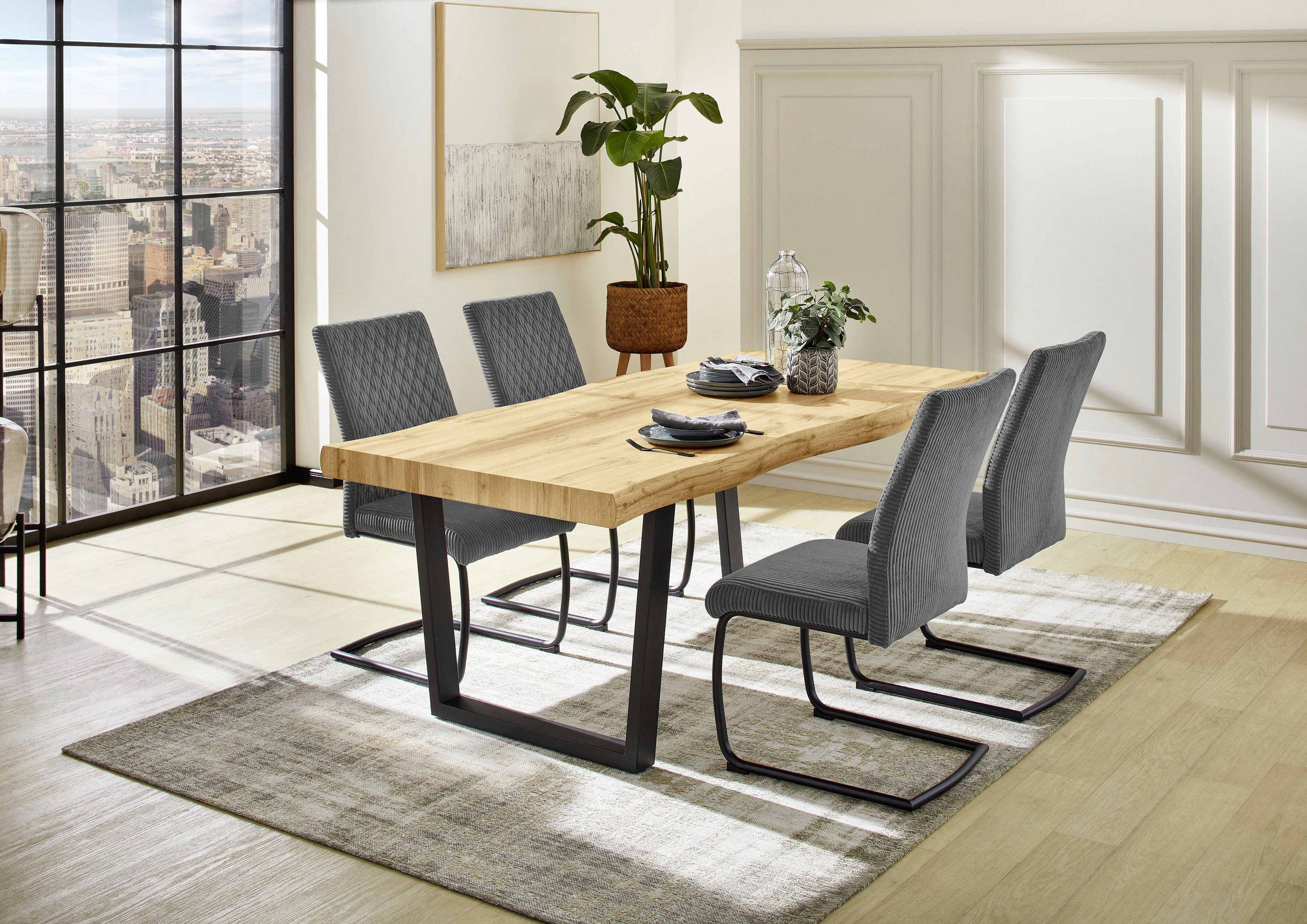 Jockenhöfer Gruppe Eettafel Don in boomrand-optiek, 200x100 cm, plaatdikte 8 cm