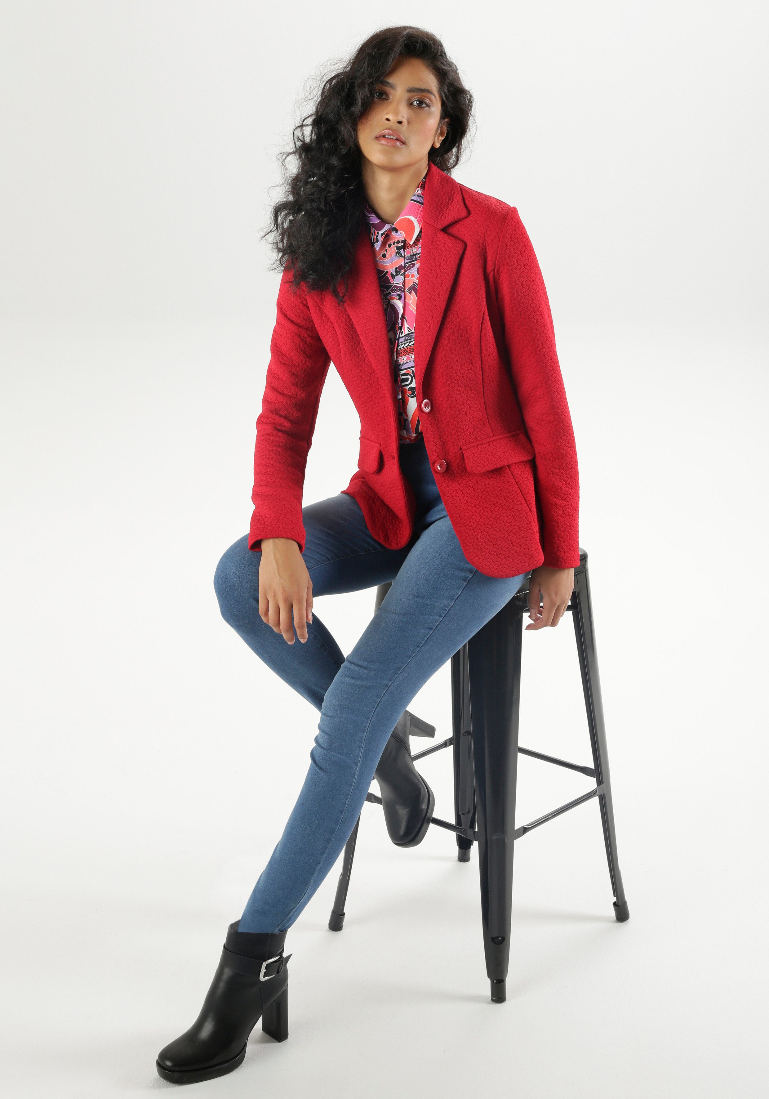 Aniston SELECTED Jerseyblazer met structuurmotief