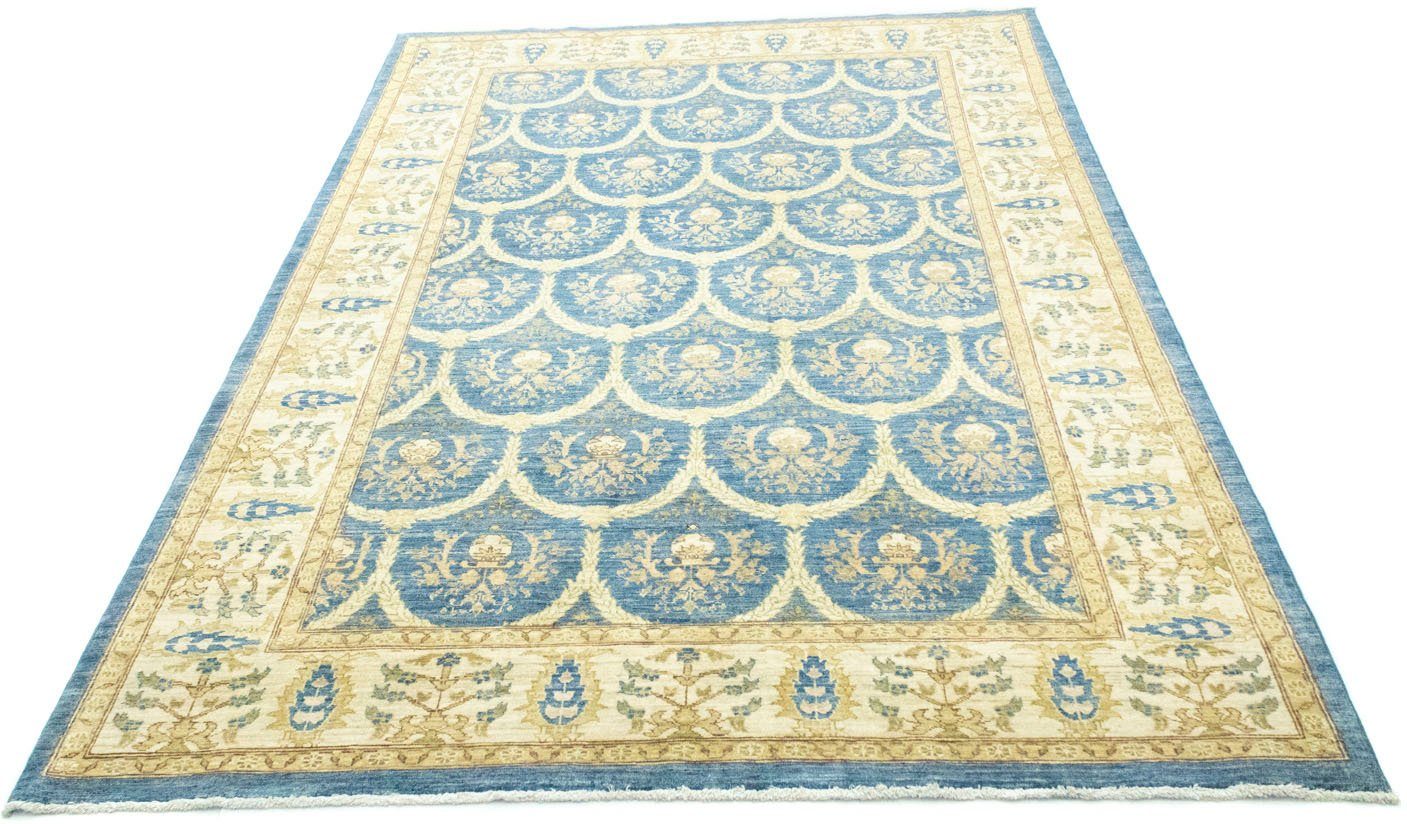 morgenland Wollen kleed Ziegler vloerkleed met de hand geknoopt blauw