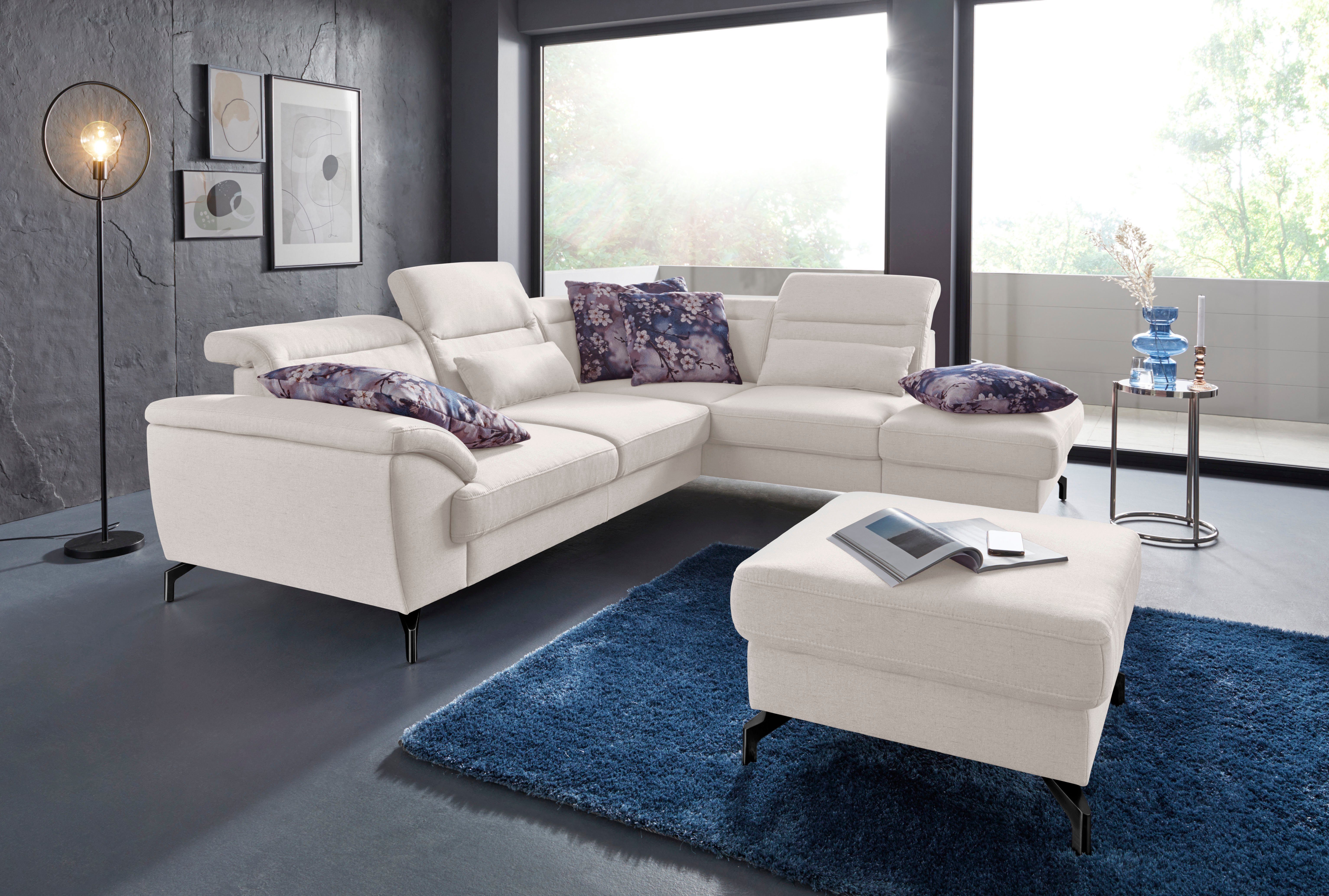 sit&more Hoekbank Percy L-vorm 12 cm poothoogte, zitdiepteverstelling, naar keuze in 2 pootkleuren beige, hoekbanken, 270 cm